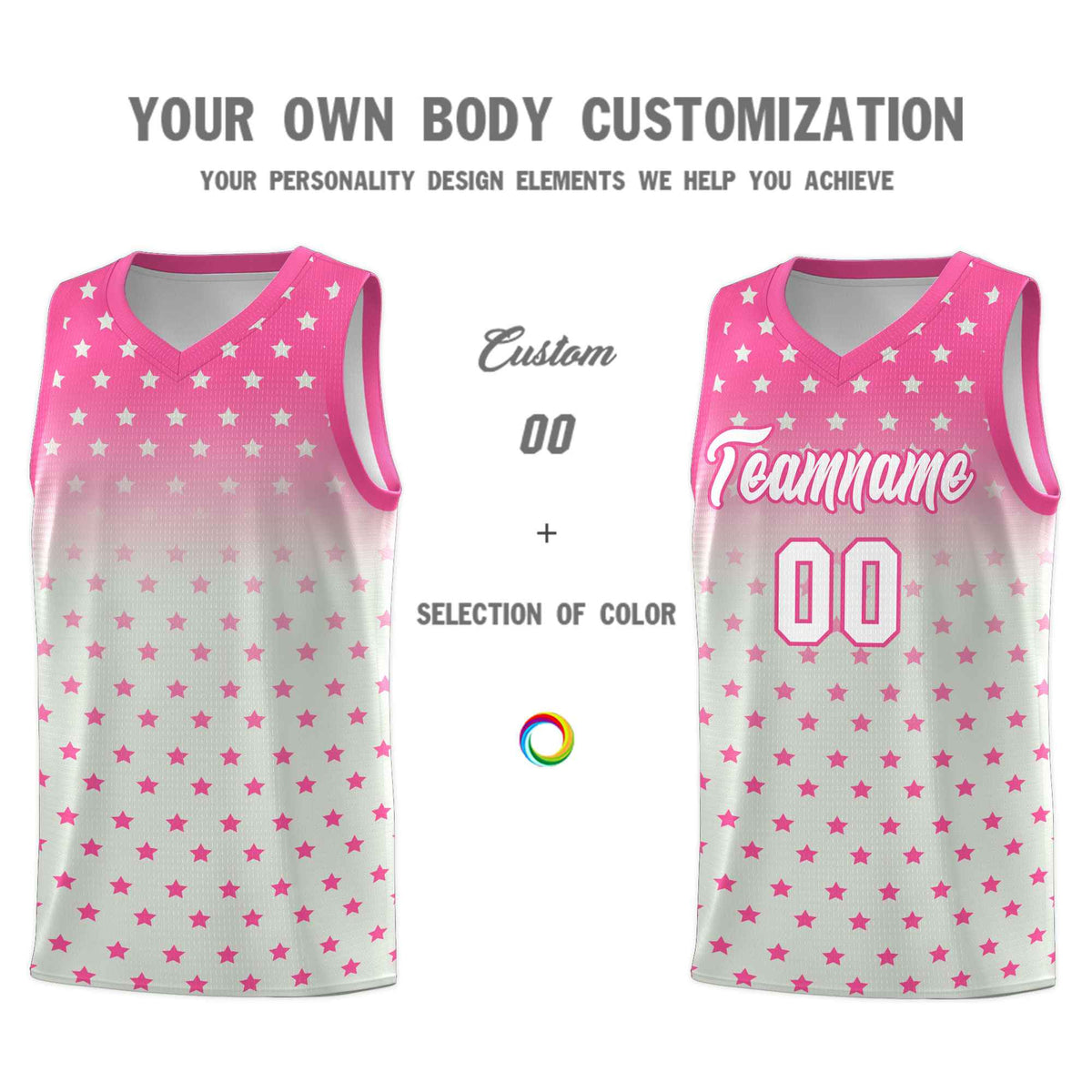 Custom Pink Gray Gradient Start Pattern Basketball Jersey Sets