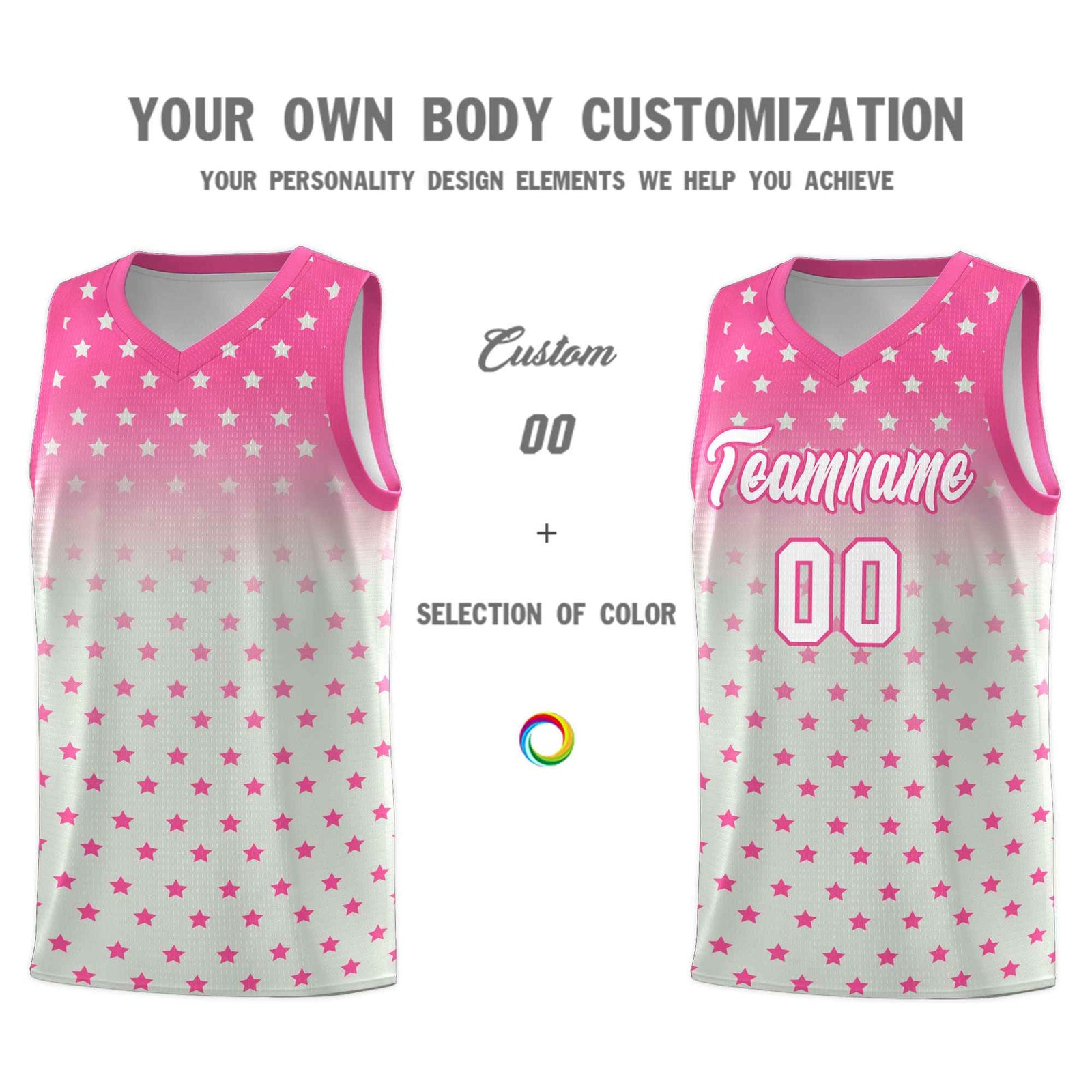 Custom Pink Gray Gradient Start Pattern Basketball Jersey Sets