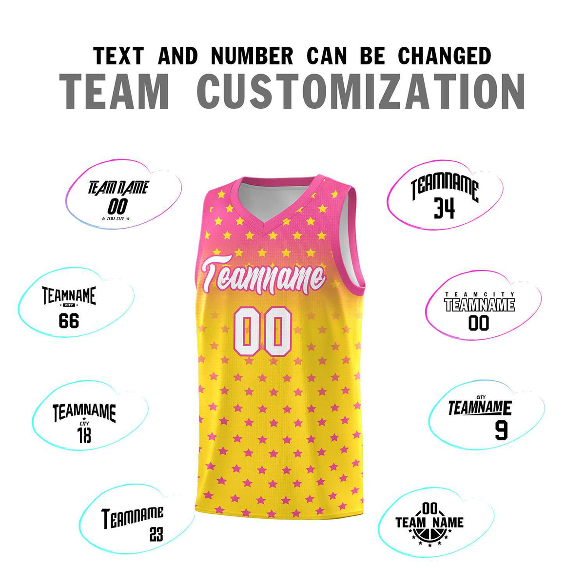Custom Pink Gold Gradient Start Pattern Basketball Jersey Sets
