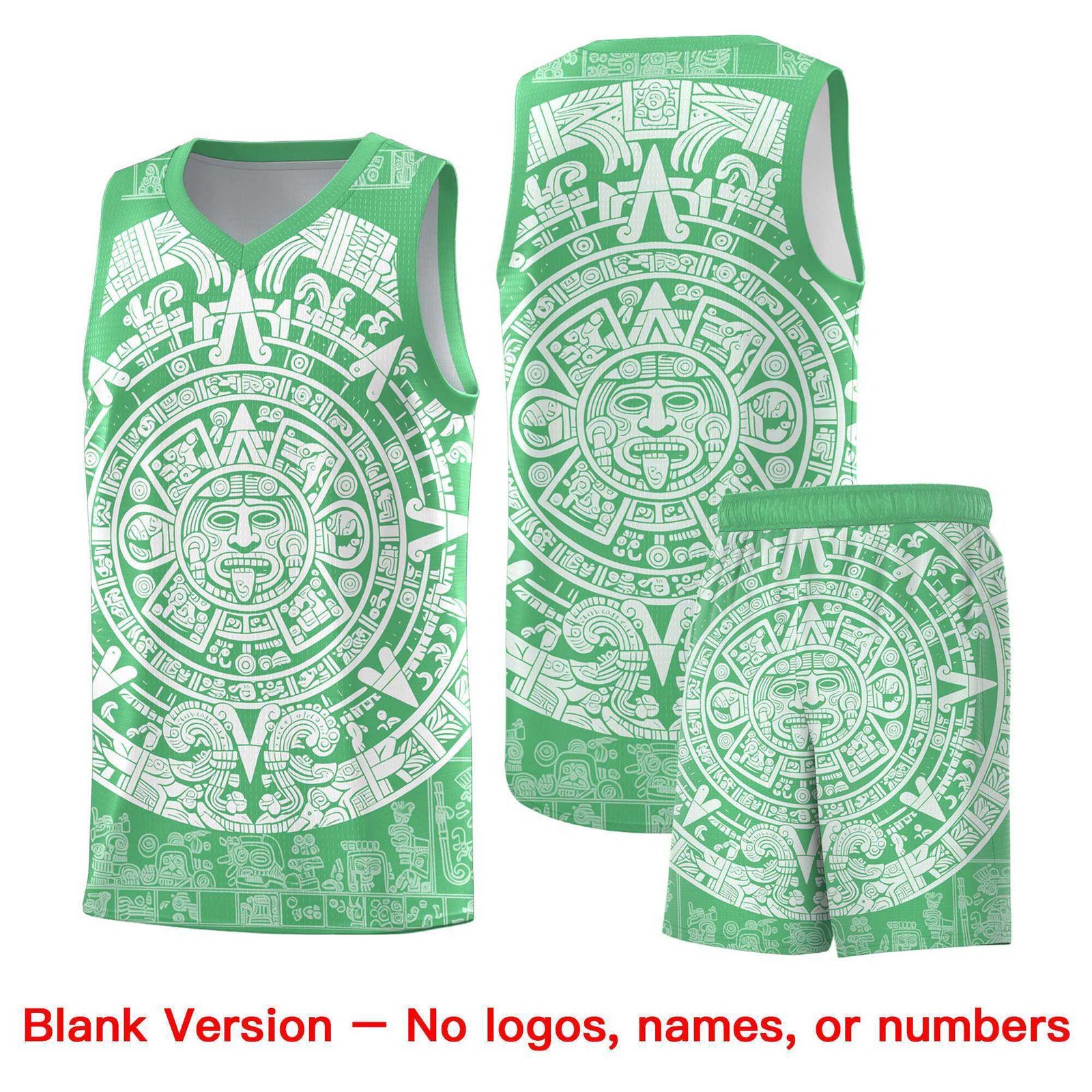 Custom Youth Basketball Jerseys White Aztec Sun Stone Design Team Uniform