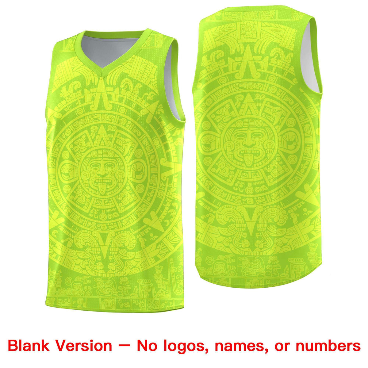 Custom Youth Basketball Jerseys Fluorescent Green Aztec Sun Stone Personalized Uniform