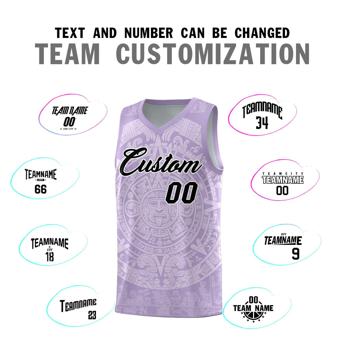 Custom Youth Basketball Jerseys White Aztec Sun Stone Personalized Uniform