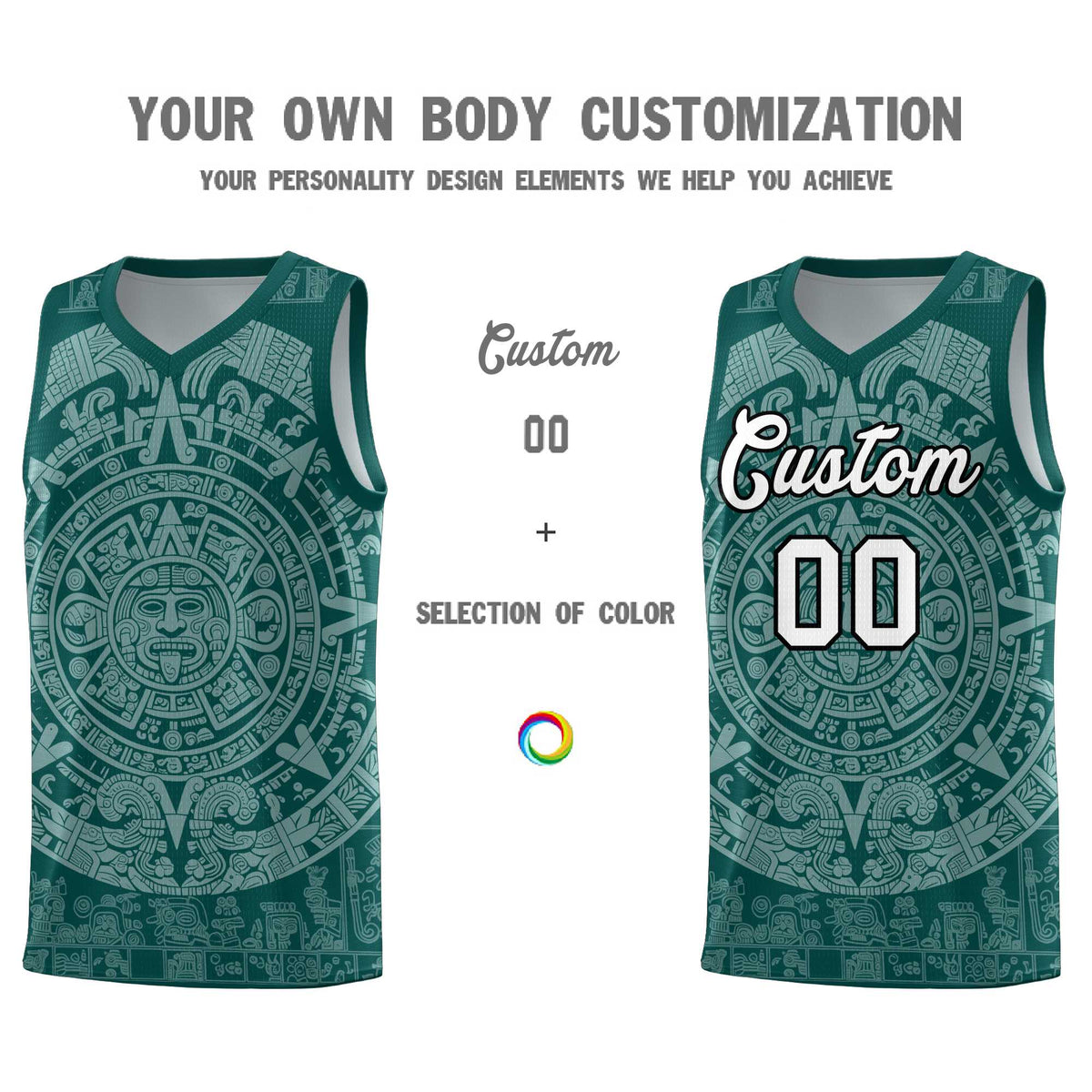 Custom Youth Basketball Jerseys White Aztec Sun Stone Design Team Uniform
