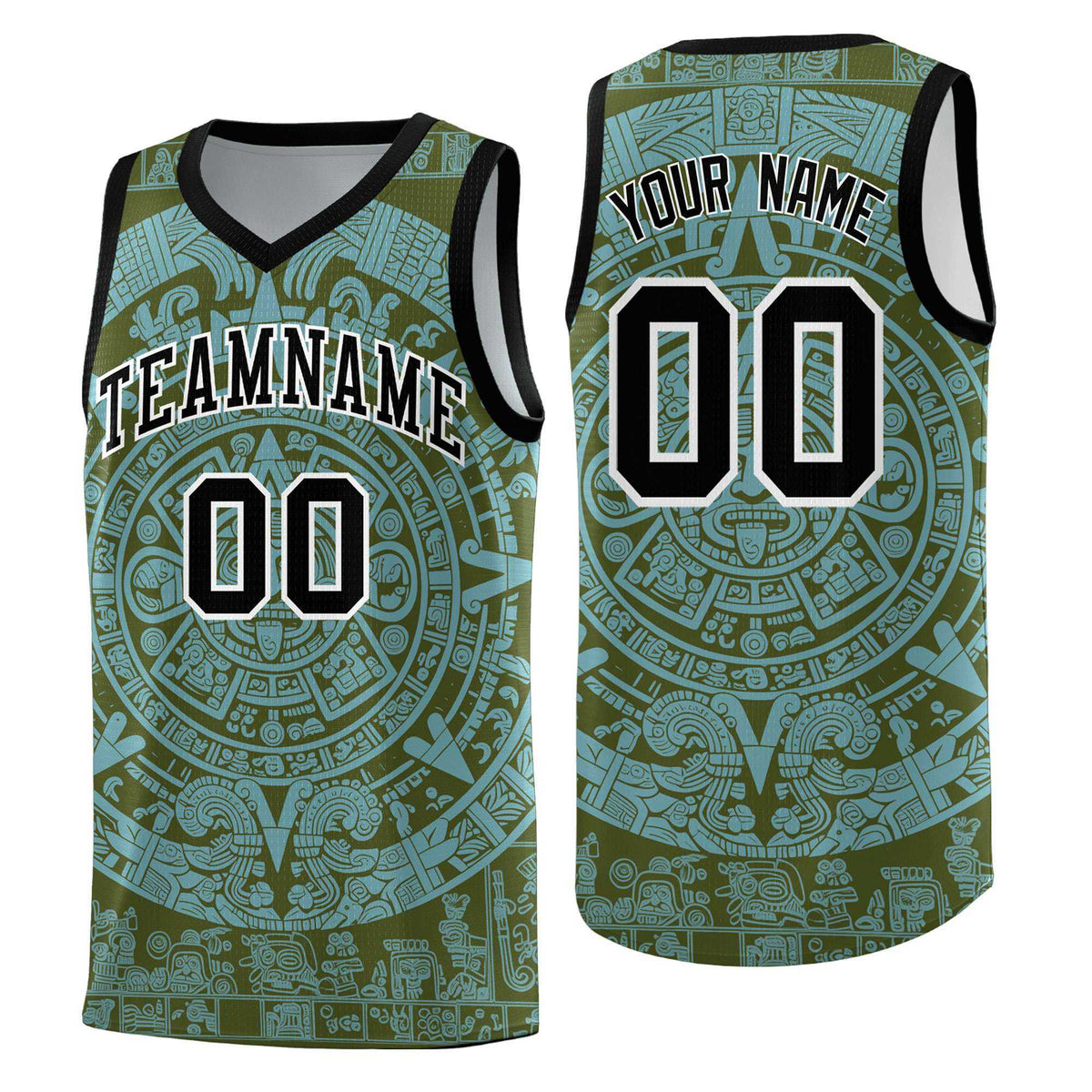 Custom Youth Basketball Jerseys Sky Blue Aztec Sun Stone Personalized Uniform