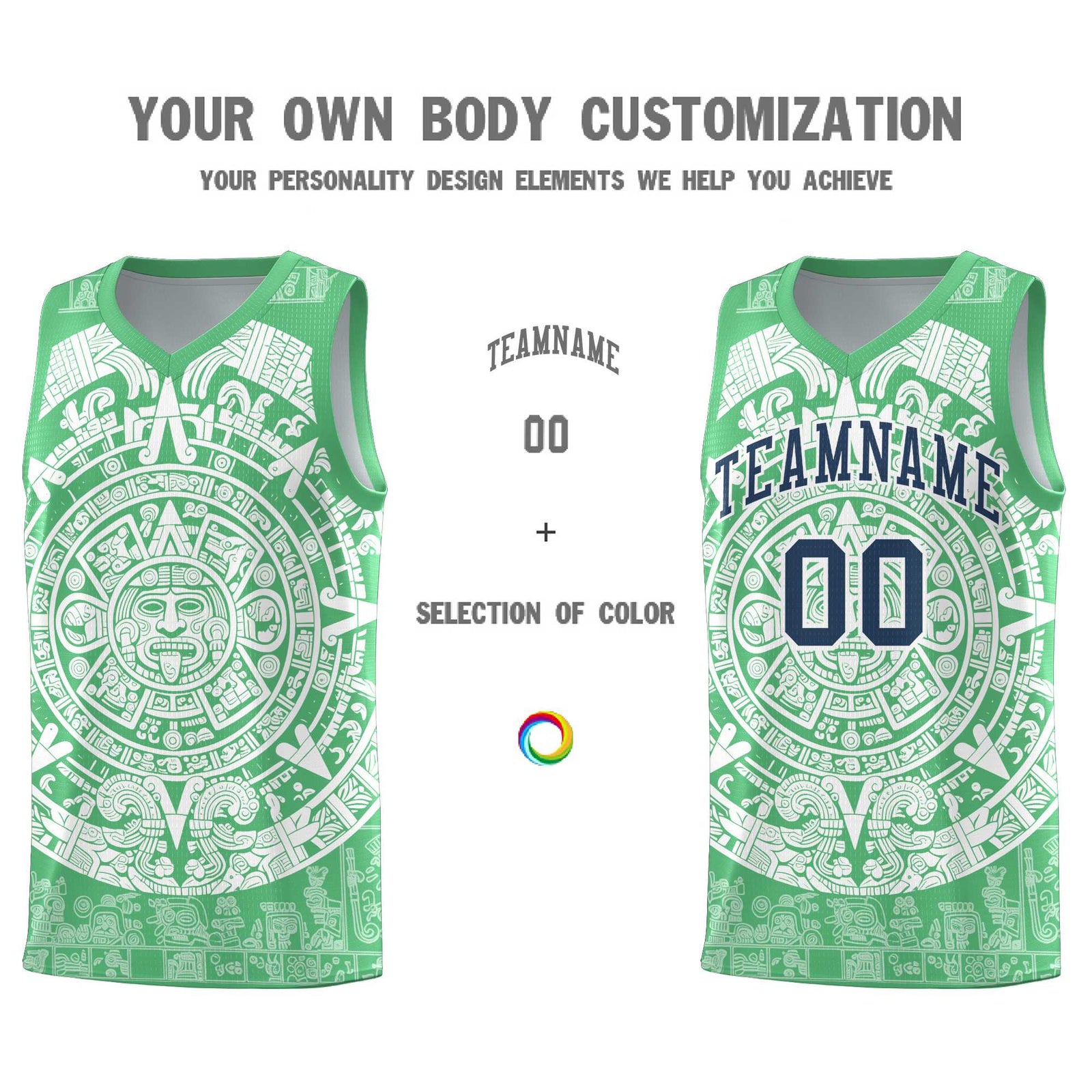 Custom Youth Basketball Jerseys White Aztec Sun Stone Design Team Uniform
