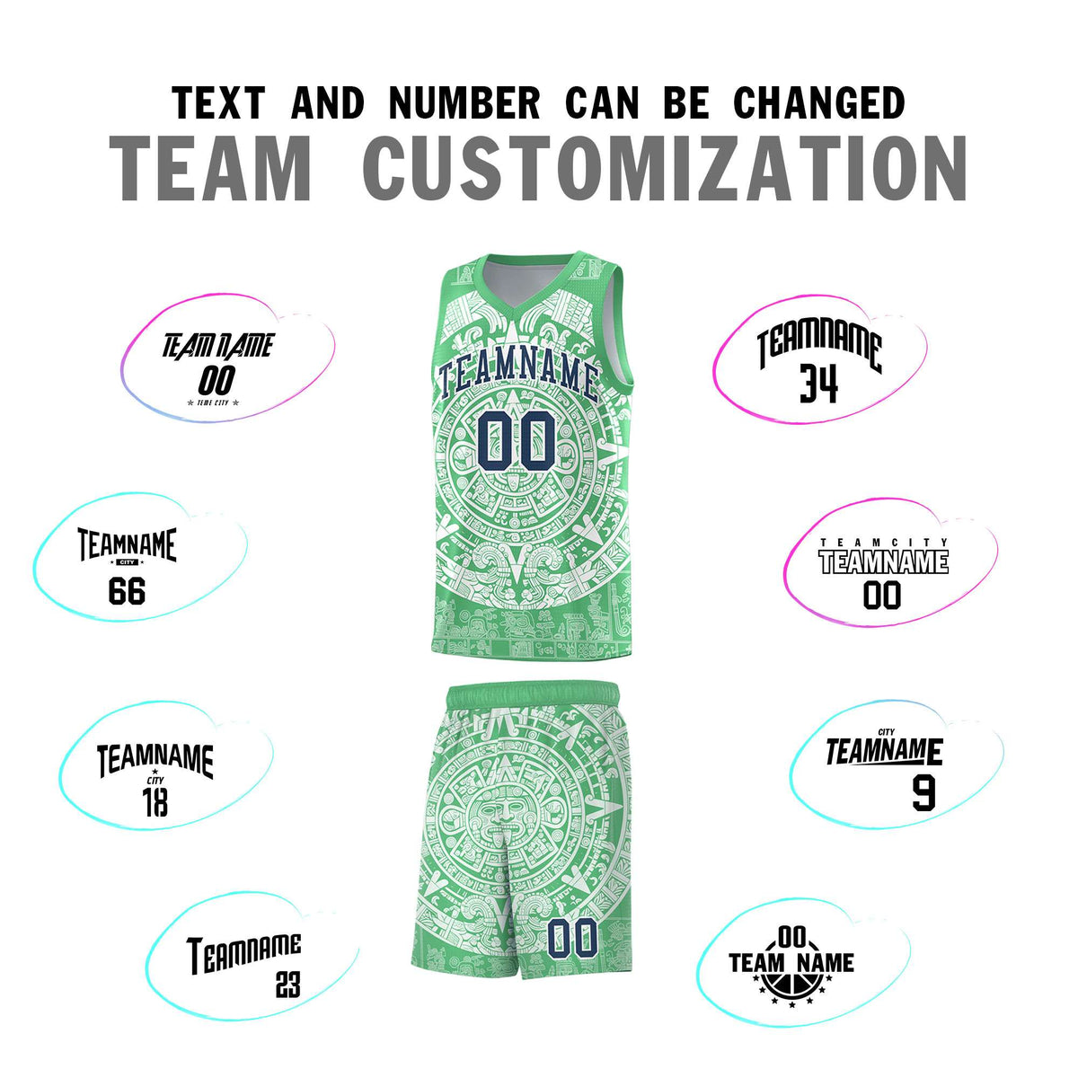 Custom Youth Basketball Jerseys White Aztec Sun Stone Design Team Uniform