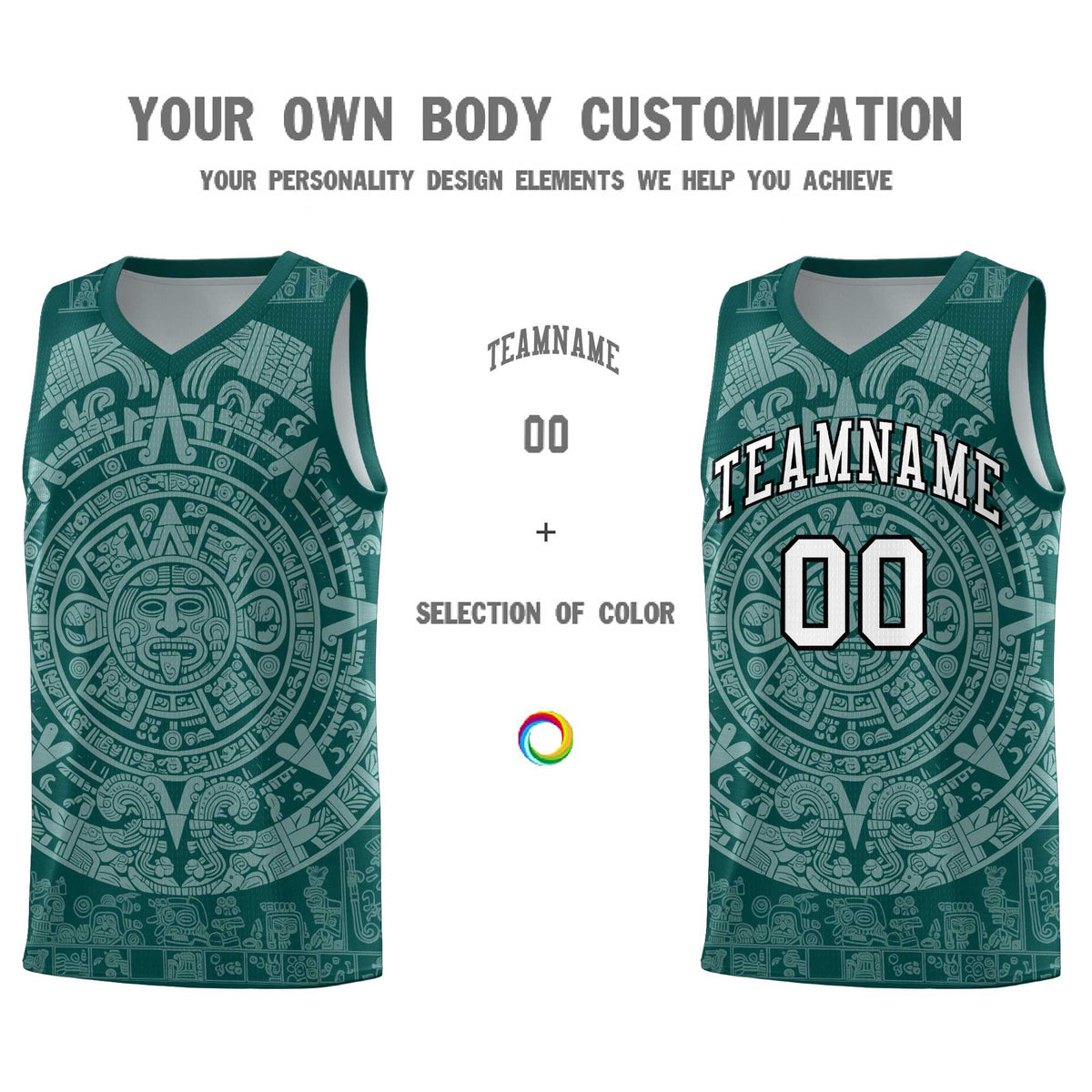 Custom Youth Basketball Jerseys White Aztec Sun Stone Design Team Uniform