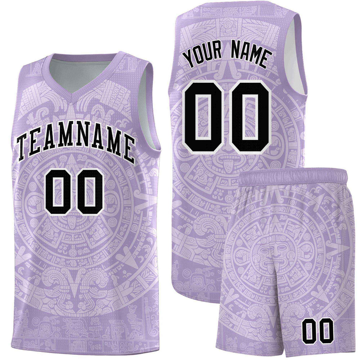 Custom Youth Basketball Jerseys White Aztec Sun Stone Personalized Uniform