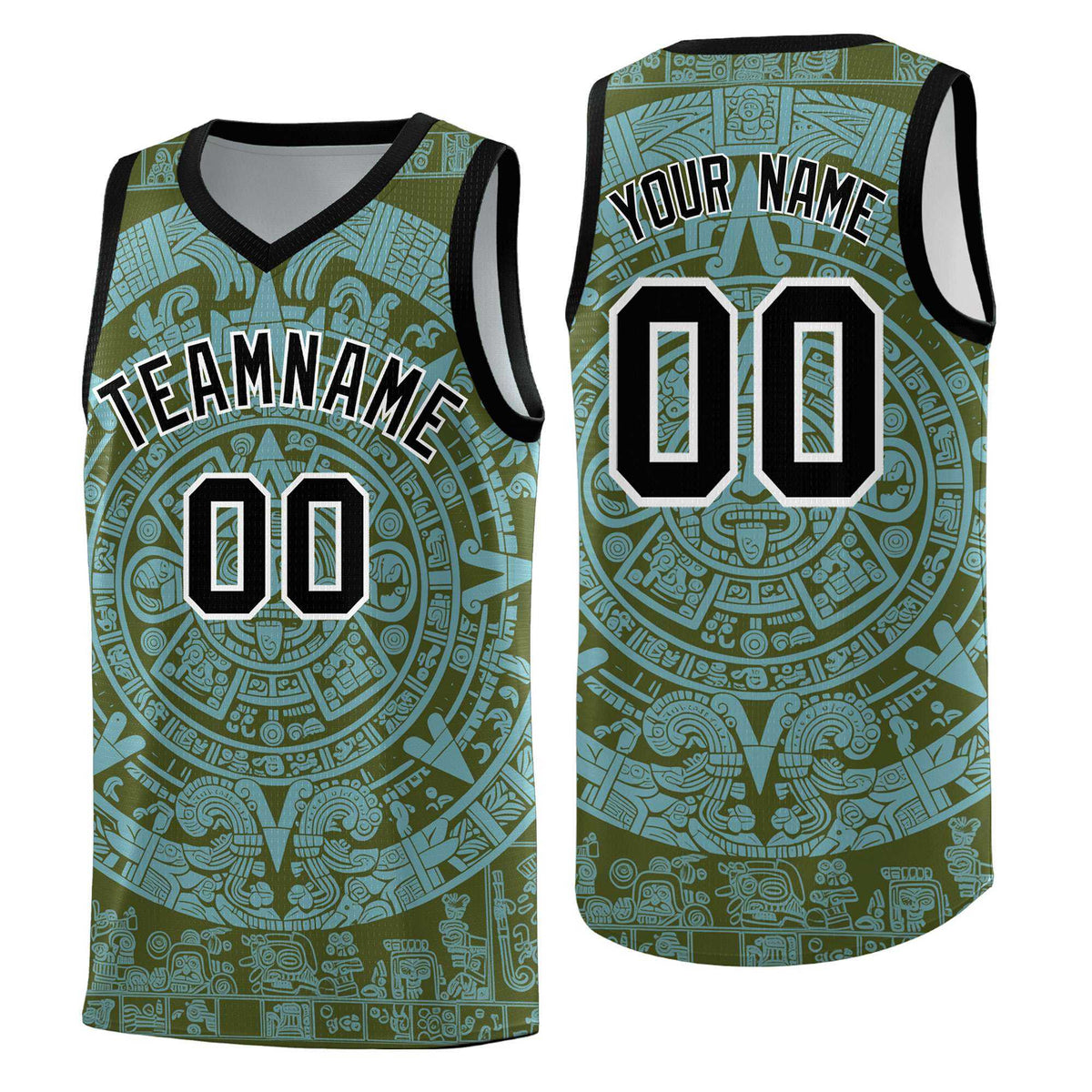 Custom Youth Basketball Jerseys Sky Blue Aztec Sun Stone Personalized Uniform