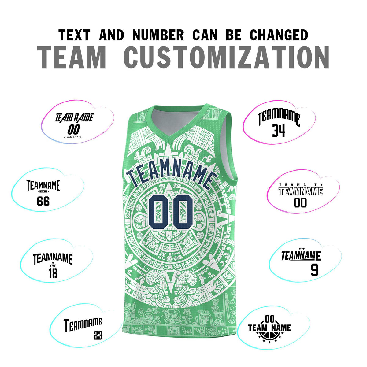 Custom Youth Basketball Jerseys White Aztec Sun Stone Design Team Uniform
