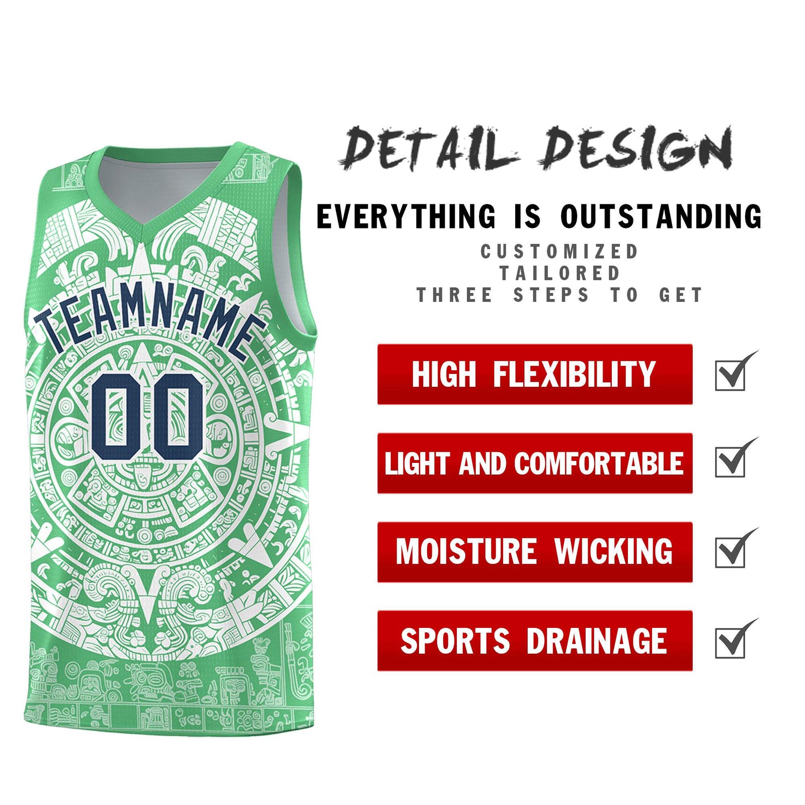 Custom Youth Basketball Jerseys White Aztec Sun Stone Design Team Uniform