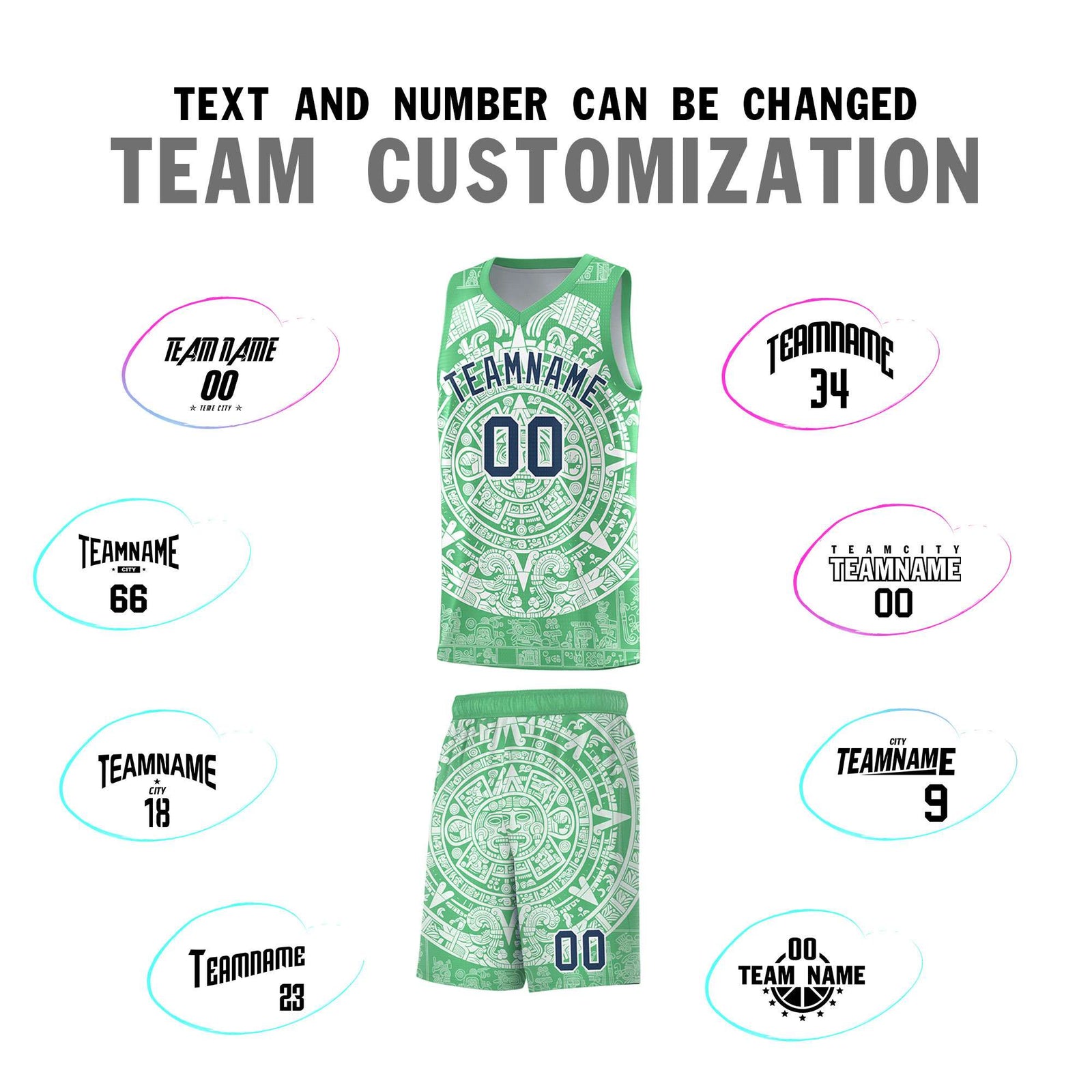 Custom Youth Basketball Jerseys White Aztec Sun Stone Design Team Uniform