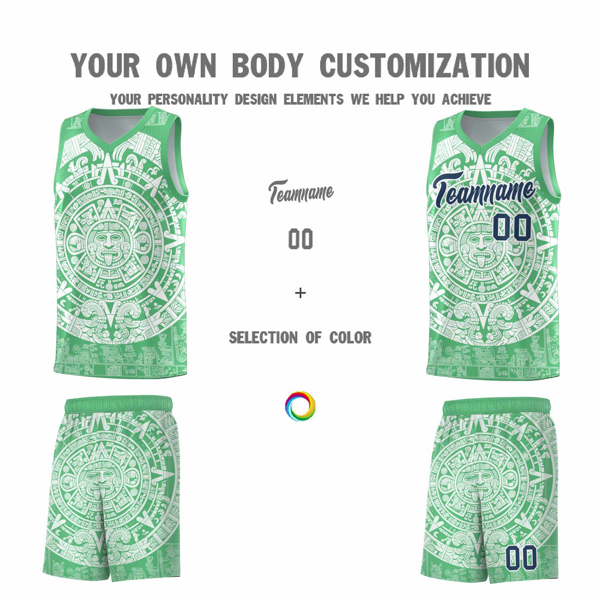 Custom Youth Basketball Jerseys White Aztec Sun Stone Design Team Uniform
