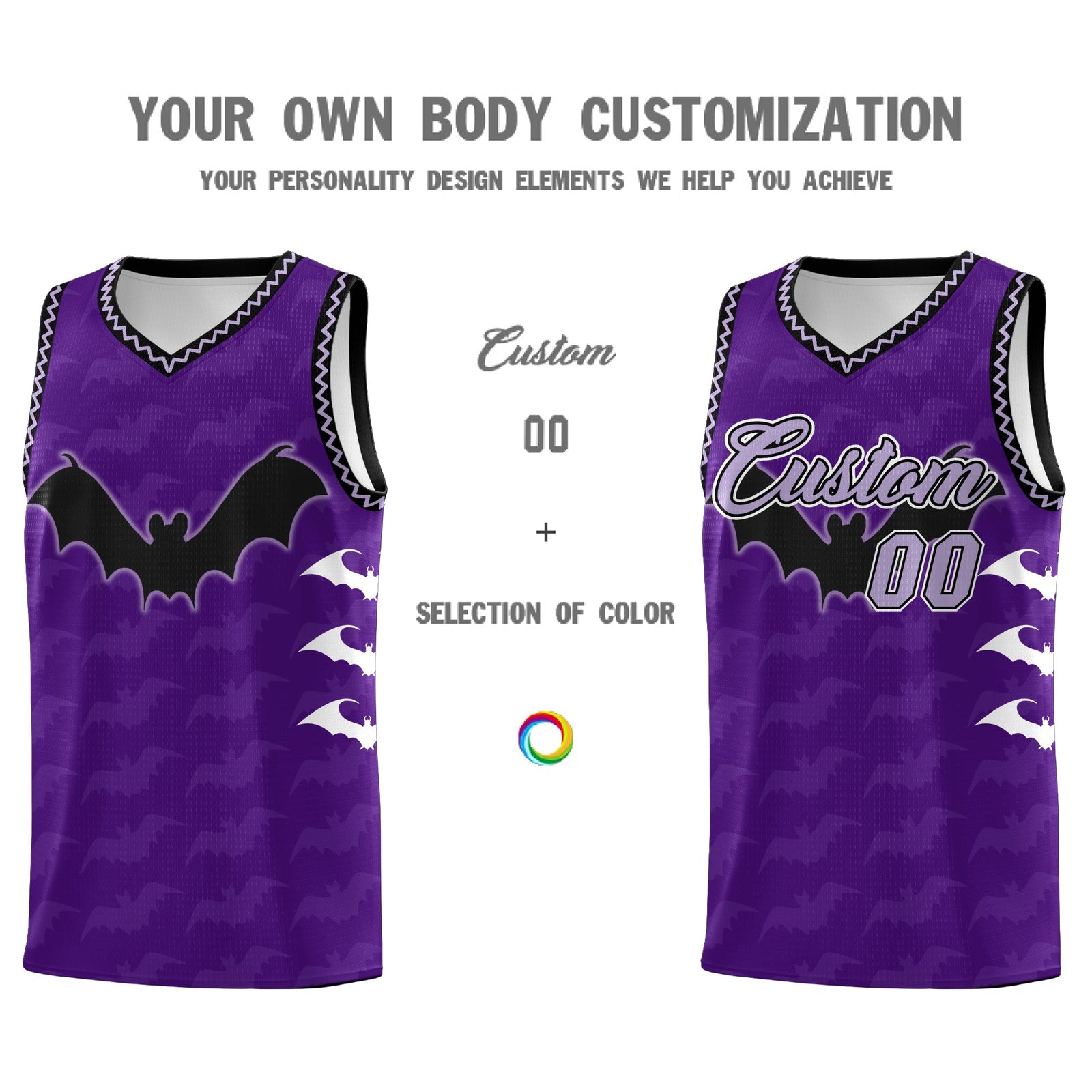 Custom Purple Light Purple Bat Pattern Halloween Basketball Jersey | For Men,For Kid,For Youth,Sublimation Printed,Perfect for Training,Perfect for Parties,Add Name and Numbern | KXKSHOP