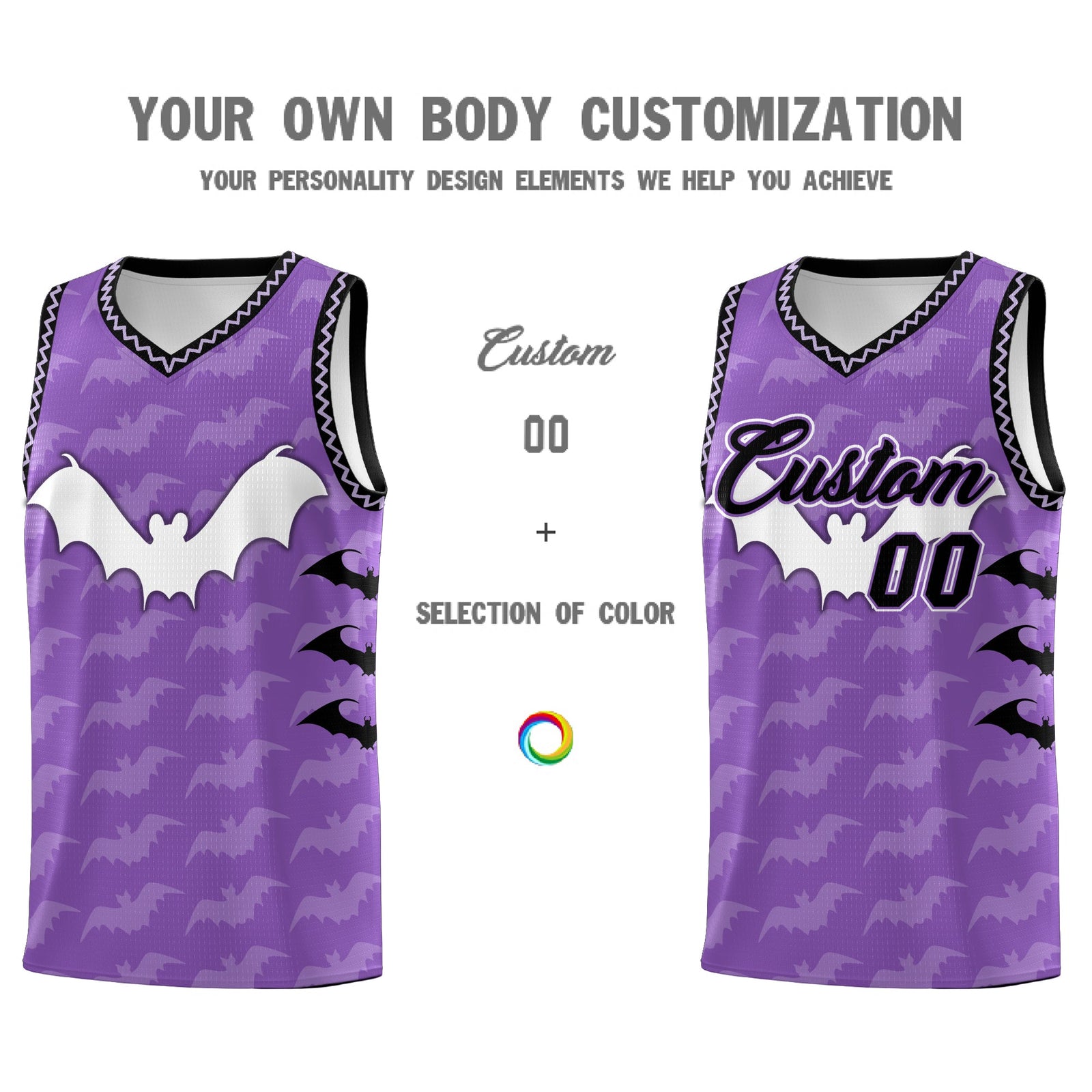 Custom Light Purple Bat Pattern Halloween Basketball Jersey | For Men,For Kid,For Youth,Sublimation Printed,Perfect for Training,Perfect for Parties,Add Name and Numbern | KXKSHOP