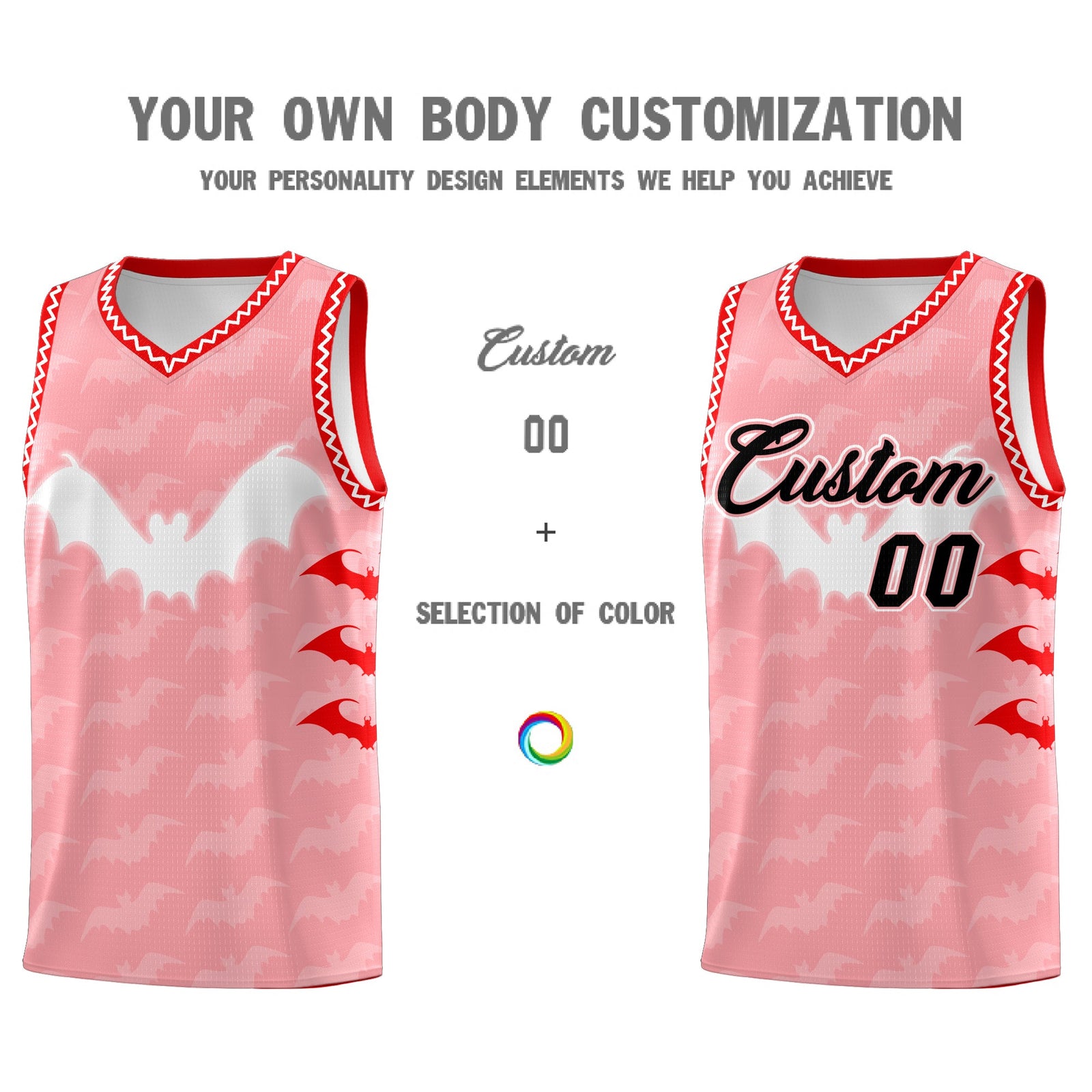 Custom Light Pink White Bat Pattern Halloween Basketball Jersey | For Men,For Kid,For Youth,Sublimation Printed,Perfect for Training,Perfect for Parties,Add Name and Numbern | KXKSHOP