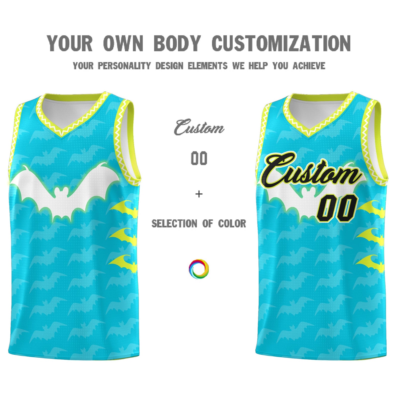 Custom Sky Blue White Bat Pattern Halloween Basketball Jersey | For Men,For Kid,For Youth,Sublimation Printed,Perfect for Training,Perfect for Parties,Add Name and Numbern | KXKSHOP