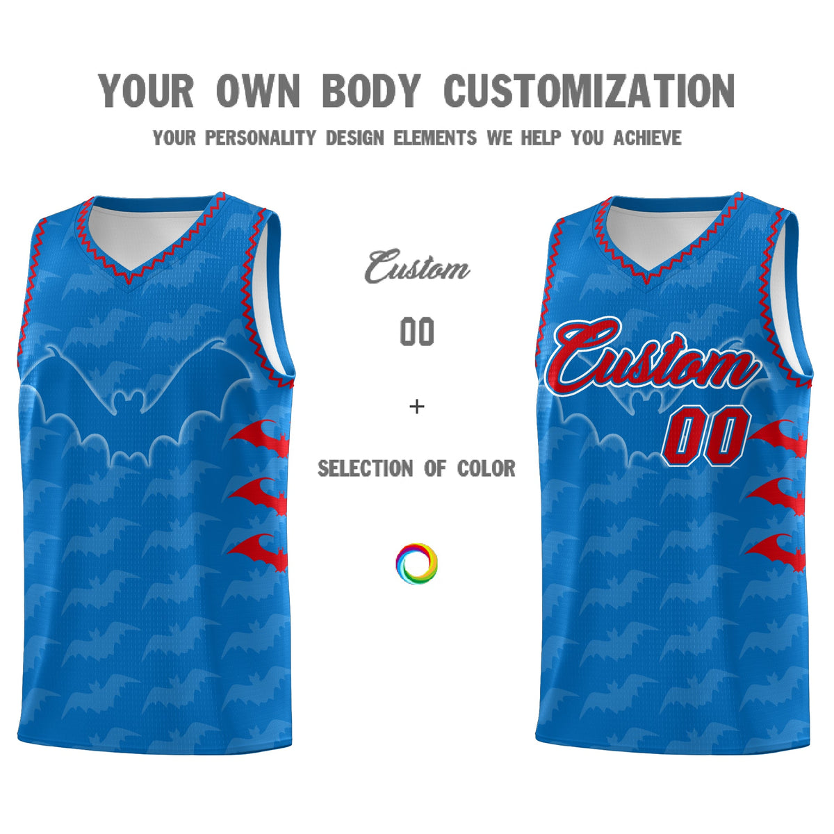 Custom Royal Red Bat Pattern Halloween Basketball Jersey | For Men,For Kid,For Youth,Sublimation Printed,Perfect for Training,Perfect for Parties,Add Name and Numbern | KXKSHOP