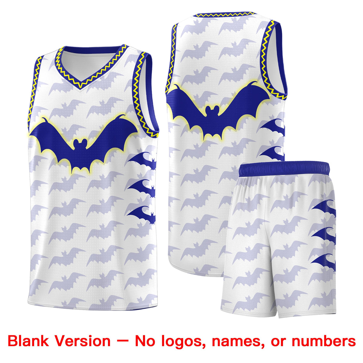 Custom White Fluorescent Yellow Bat Pattern Halloween Basketball Jersey | For Men,For Kid,For Youth,Sublimation Printed,Perfect for Training,Perfect for Parties,Add Name and Numbern | KXKSHOP
