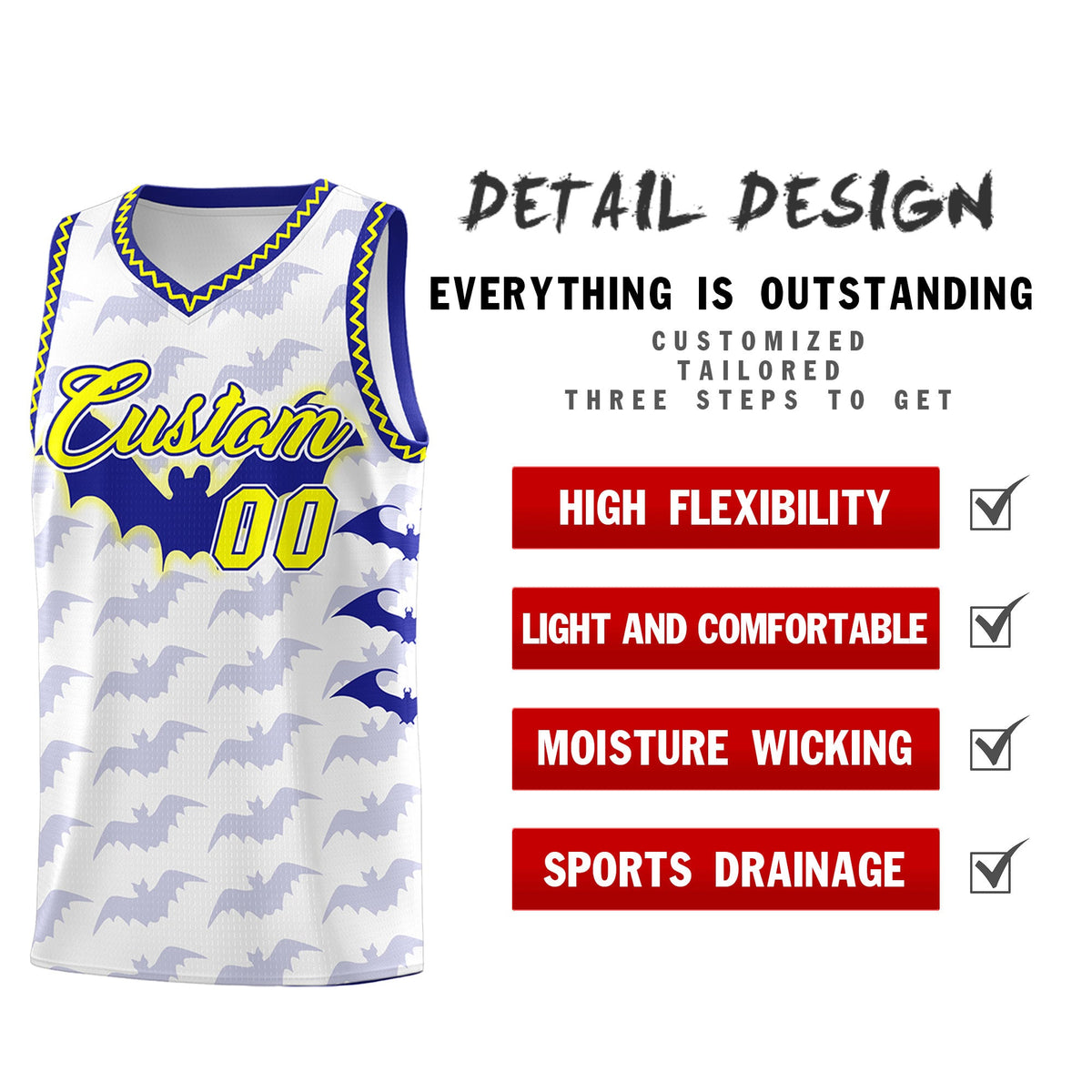 Custom White Fluorescent Yellow Bat Pattern Halloween Basketball Jersey | For Men,For Kid,For Youth,Sublimation Printed,Perfect for Training,Perfect for Parties,Add Name and Numbern | KXKSHOP
