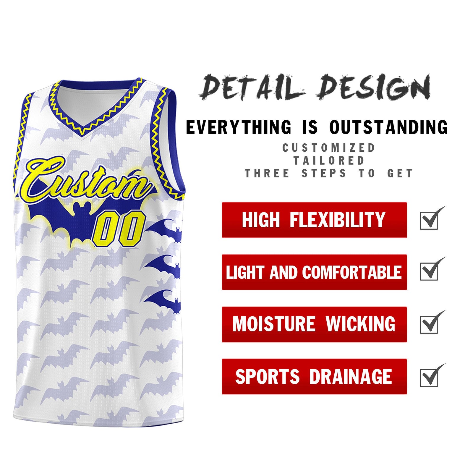 Custom White Fluorescent Yellow Bat Pattern Halloween Basketball Jersey | For Men,For Kid,For Youth,Sublimation Printed,Perfect for Training,Perfect for Parties,Add Name and Numbern | KXKSHOP