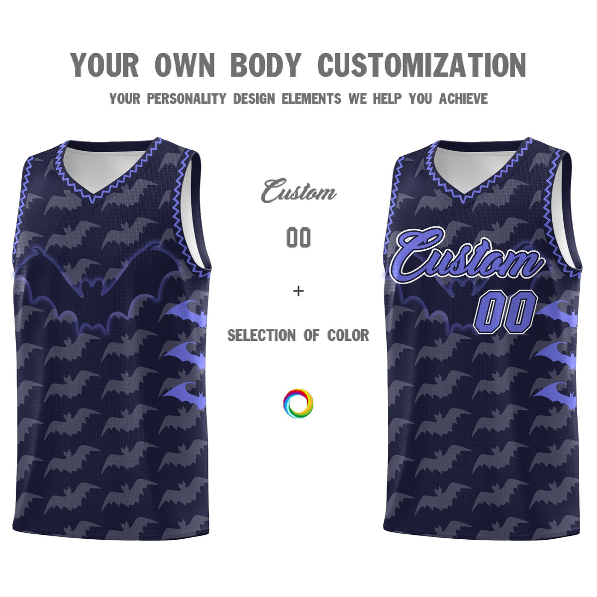 Custom Navy Purple Bat Pattern Halloween Basketball Jersey | For Men,For Kid,For Youth,Sublimation Printed,Perfect for Training,Perfect for Parties,Add Name and Numbern | KXKSHOP