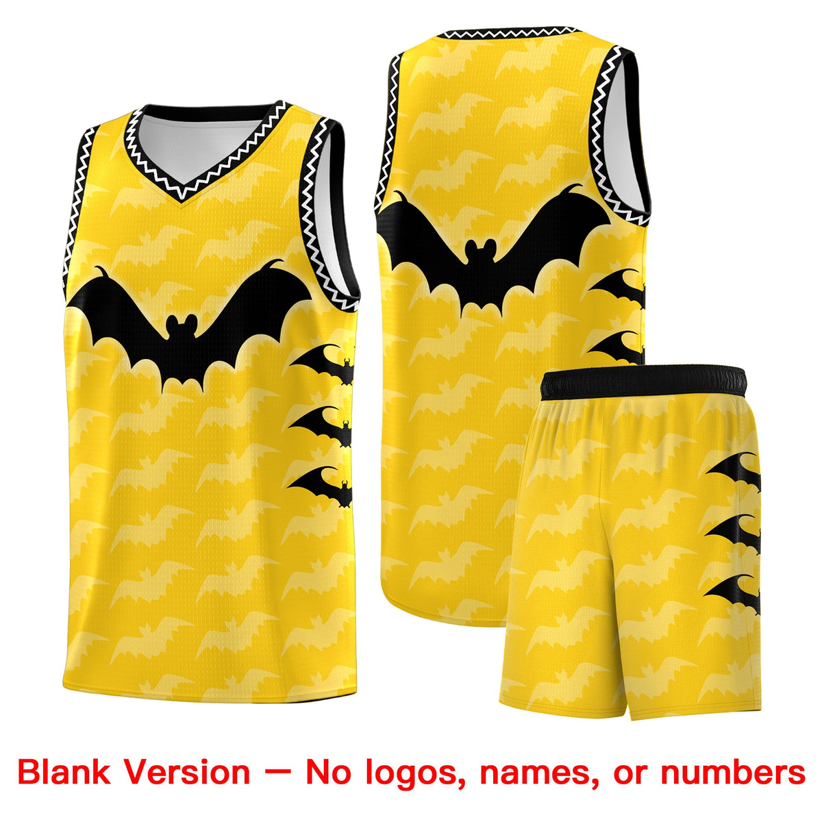 Custom Gold White Black Bat Pattern Halloween Basketball Jersey | For Men,For Kid,For Youth,Sublimation Printed,Perfect for Training,Perfect for Parties,Add Name and Numbern | KXKSHOP