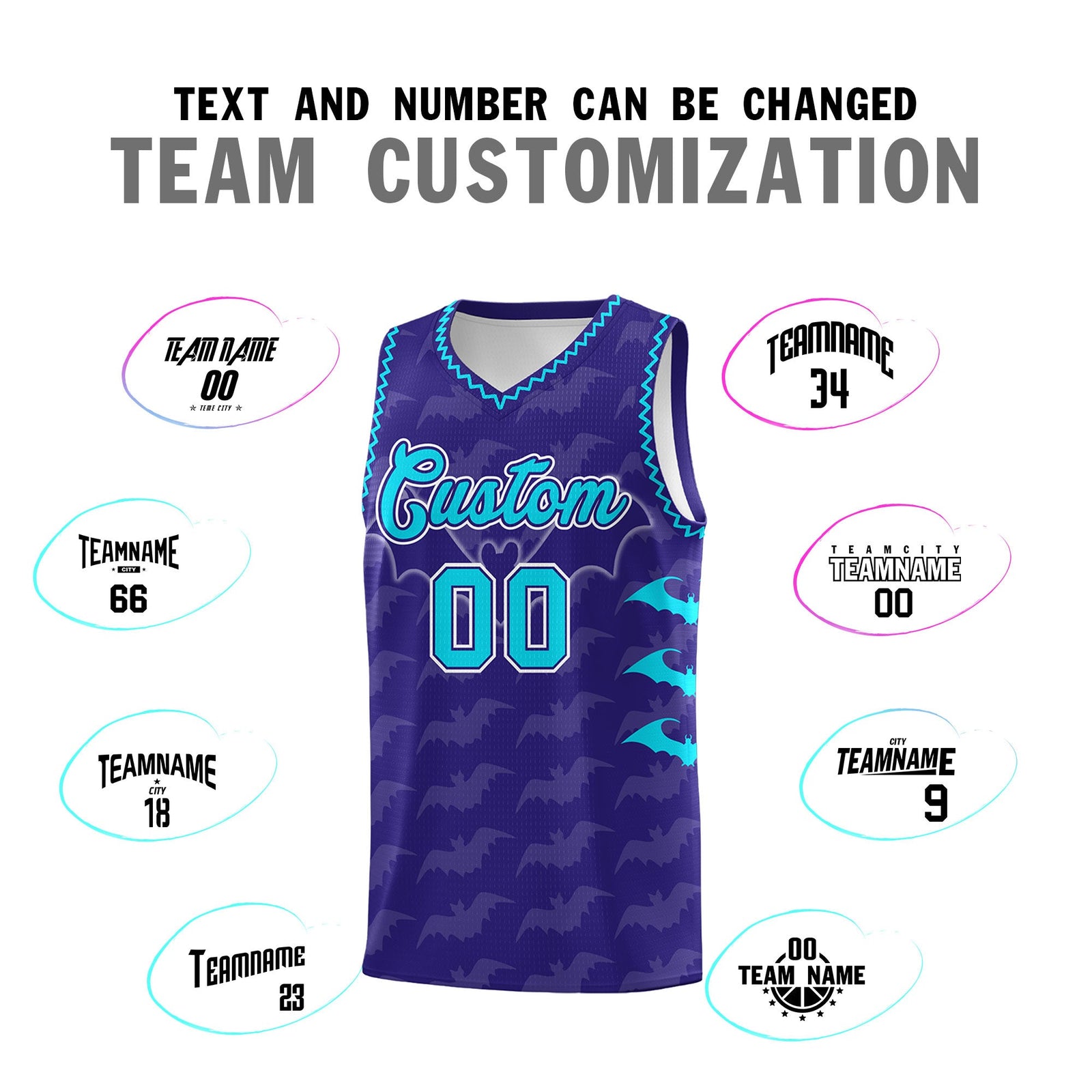 Custom Royal Sky Blue Bat Pattern Halloween Basketball Jersey | For Men,For Kid,For Youth,Sublimation Printed,Perfect for Training,Perfect for Parties,Add Name and Numbern | KXKSHOP