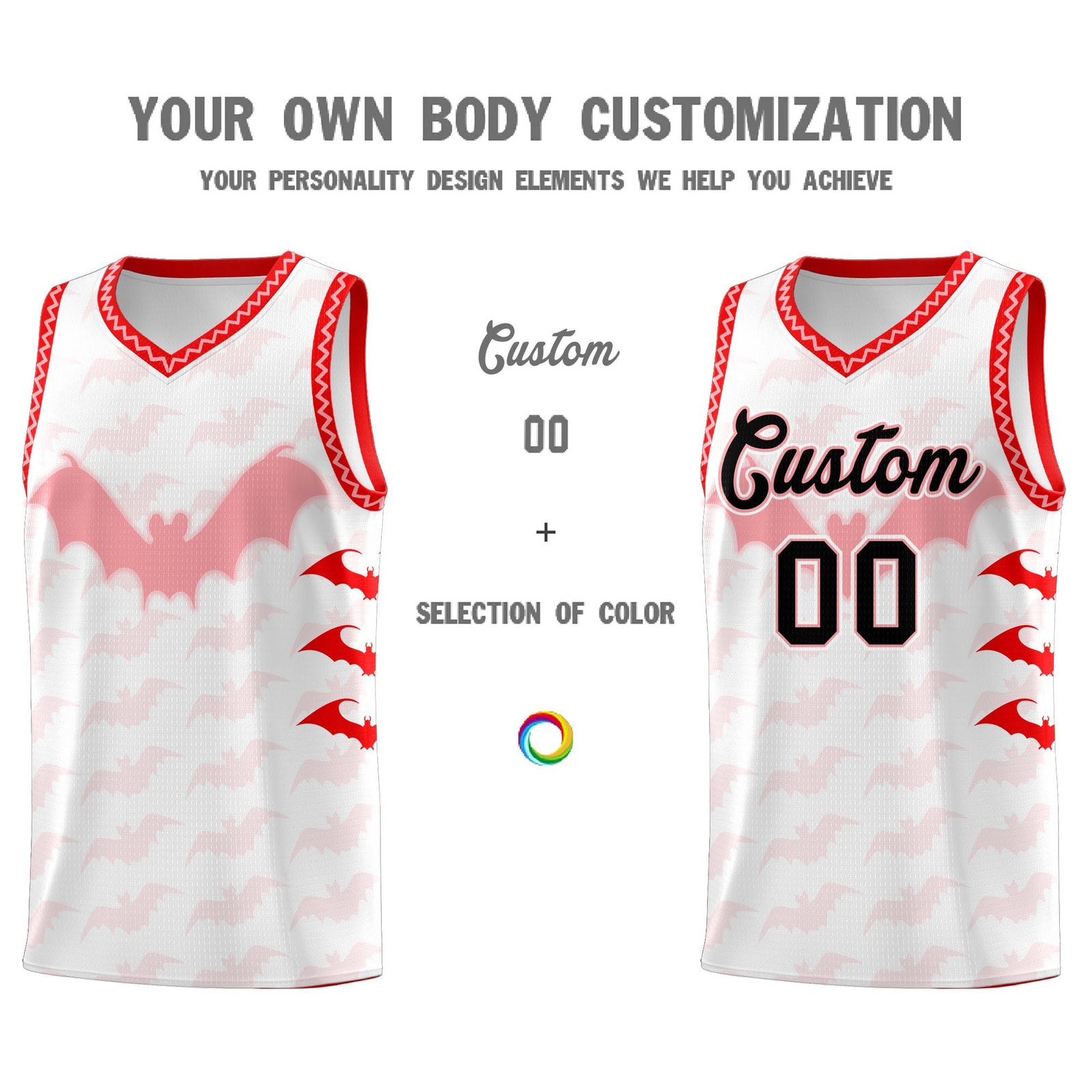 Custom White Light Pink Bat Pattern Halloween Basketball Jersey | For Men,For Kid,For Youth,Sublimation Printed,Perfect for Training,Perfect for Parties,Add Name and Numbern | KXKSHOP