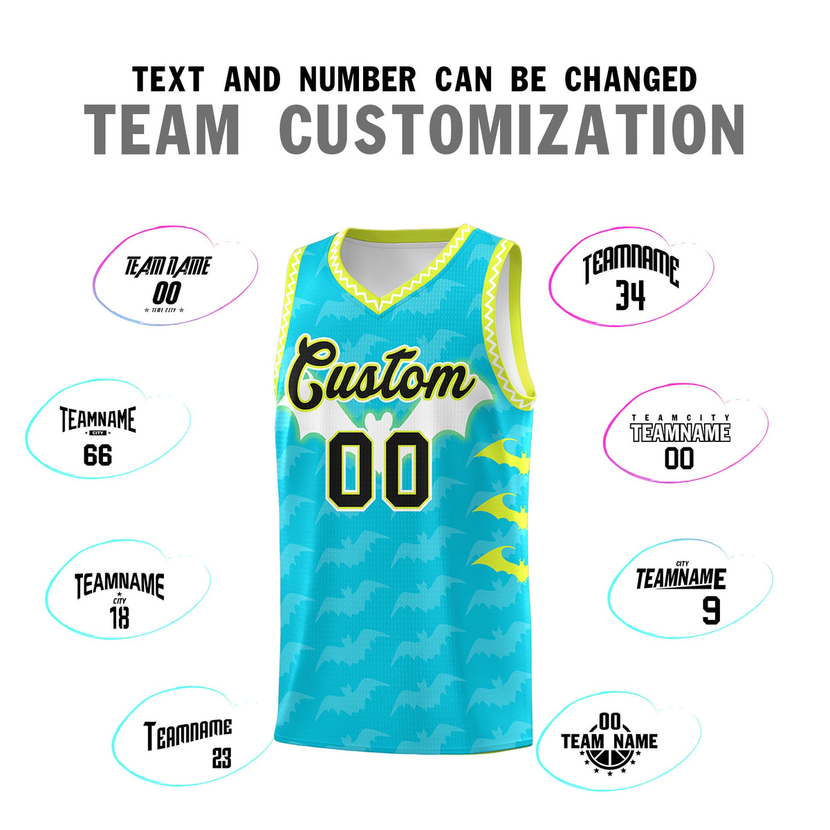 Custom Sky Blue White Bat Pattern Halloween Basketball Jersey | For Men,For Kid,For Youth,Sublimation Printed,Perfect for Training,Perfect for Parties,Add Name and Numbern | KXKSHOP