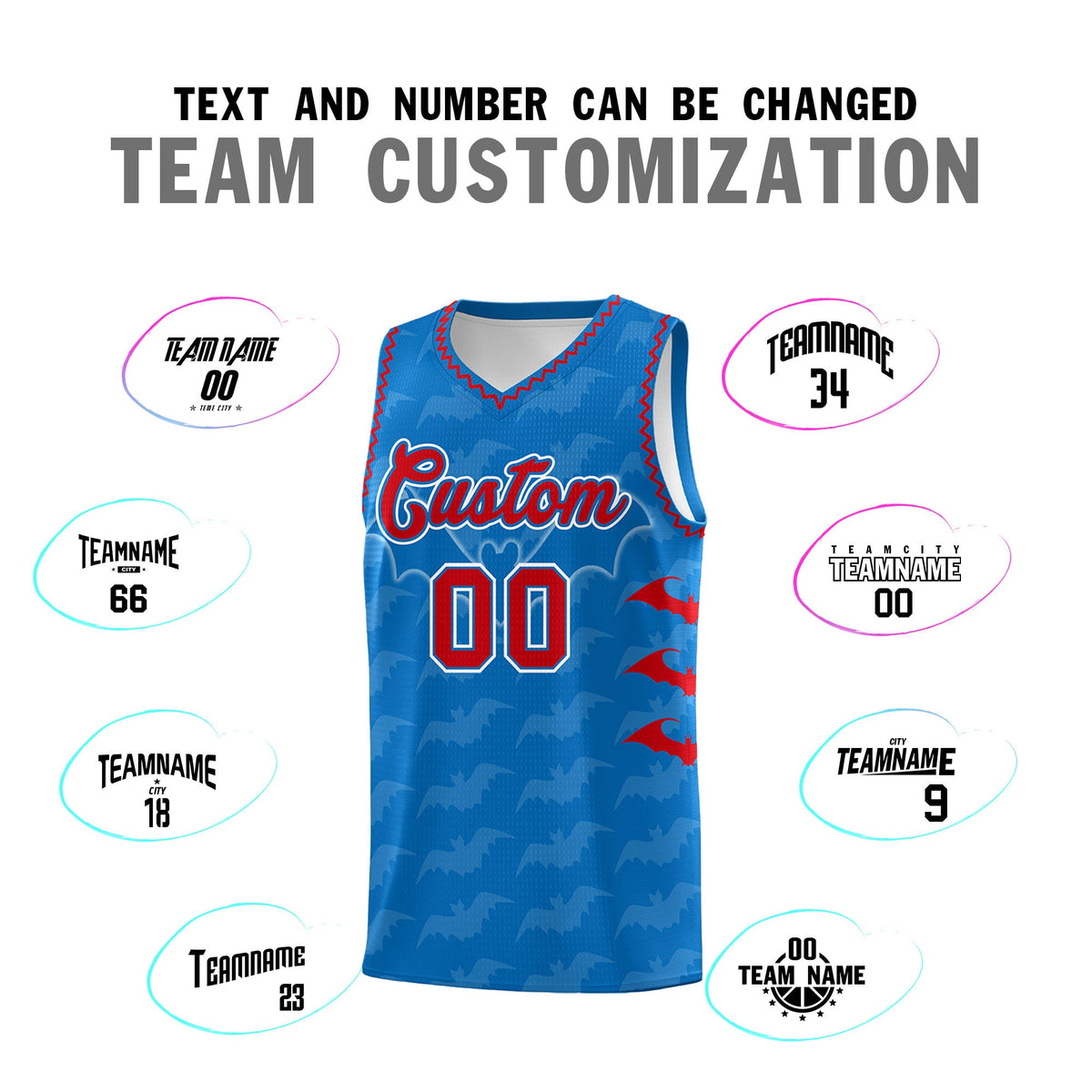 Custom Royal Red Bat Pattern Halloween Basketball Jersey | For Men,For Kid,For Youth,Sublimation Printed,Perfect for Training,Perfect for Parties,Add Name and Numbern | KXKSHOP