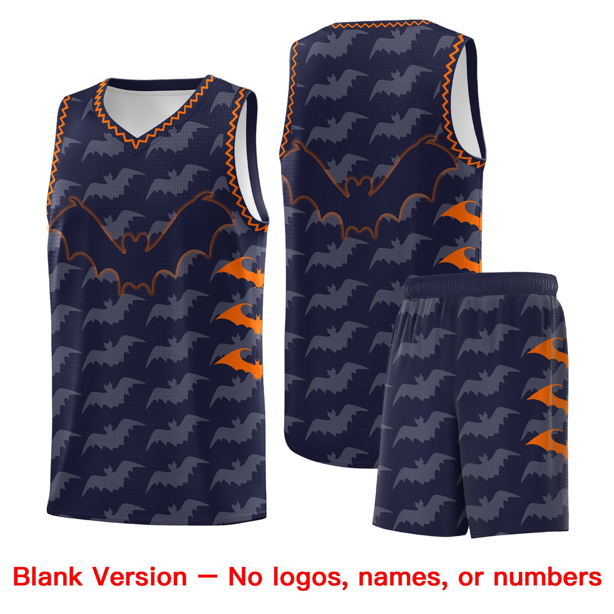 Custom Navy Orange Bat Pattern Halloween Basketball Jersey | For Men,For Kid,For Youth,Sublimation Printed,Perfect for Training,Perfect for Parties,Add Name and Numbern | KXKSHOP