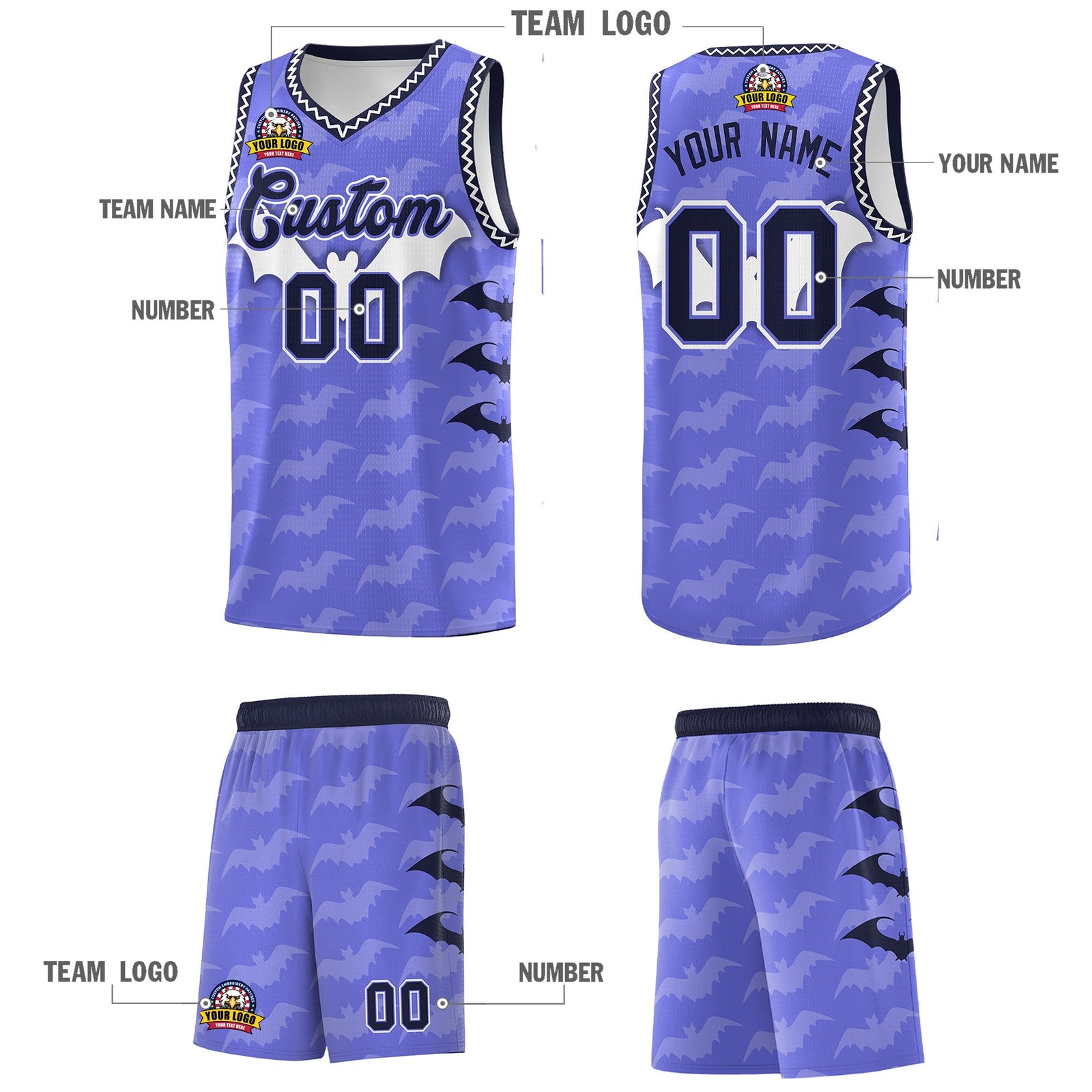 Custom Purple White Bat Pattern Halloween Basketball Jersey | For Men,For Kid,For Youth,Sublimation Printed,Perfect for Training,Perfect for Parties,Add Name and Numbern | KXKSHOP