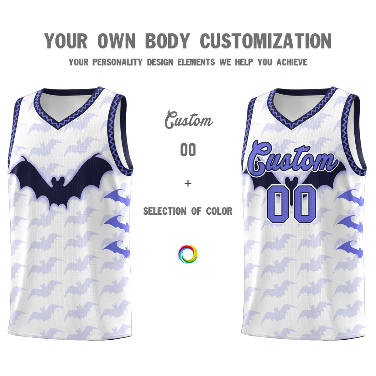 Custom White Purple Navy Bat Pattern Halloween Basketball Jersey | For Men,For Kid,For Youth,Sublimation Printed,Perfect for Training,Perfect for Parties,Add Name and Numbern | KXKSHOP