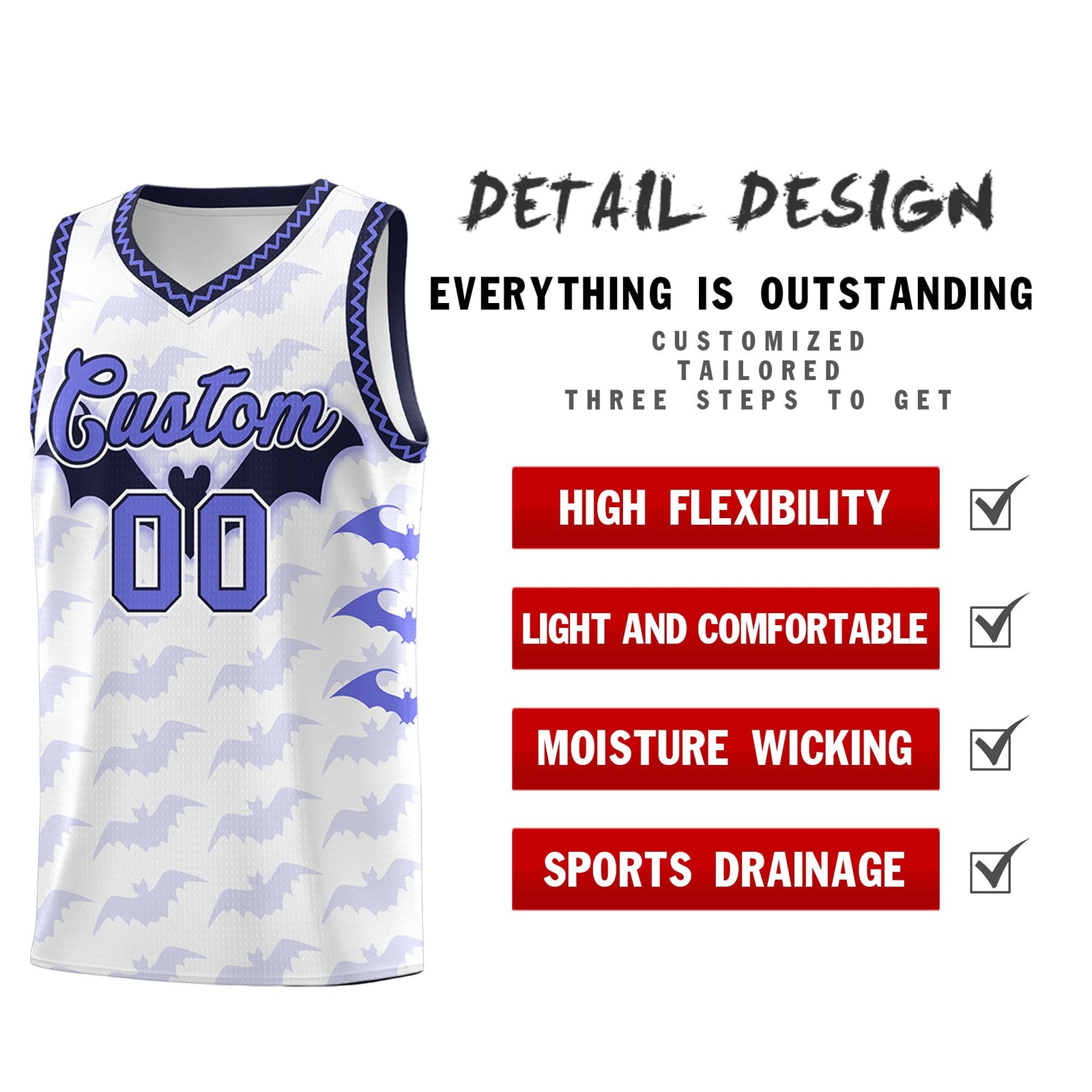 Custom White Purple Navy Bat Pattern Halloween Basketball Jersey | For Men,For Kid,For Youth,Sublimation Printed,Perfect for Training,Perfect for Parties,Add Name and Numbern | KXKSHOP