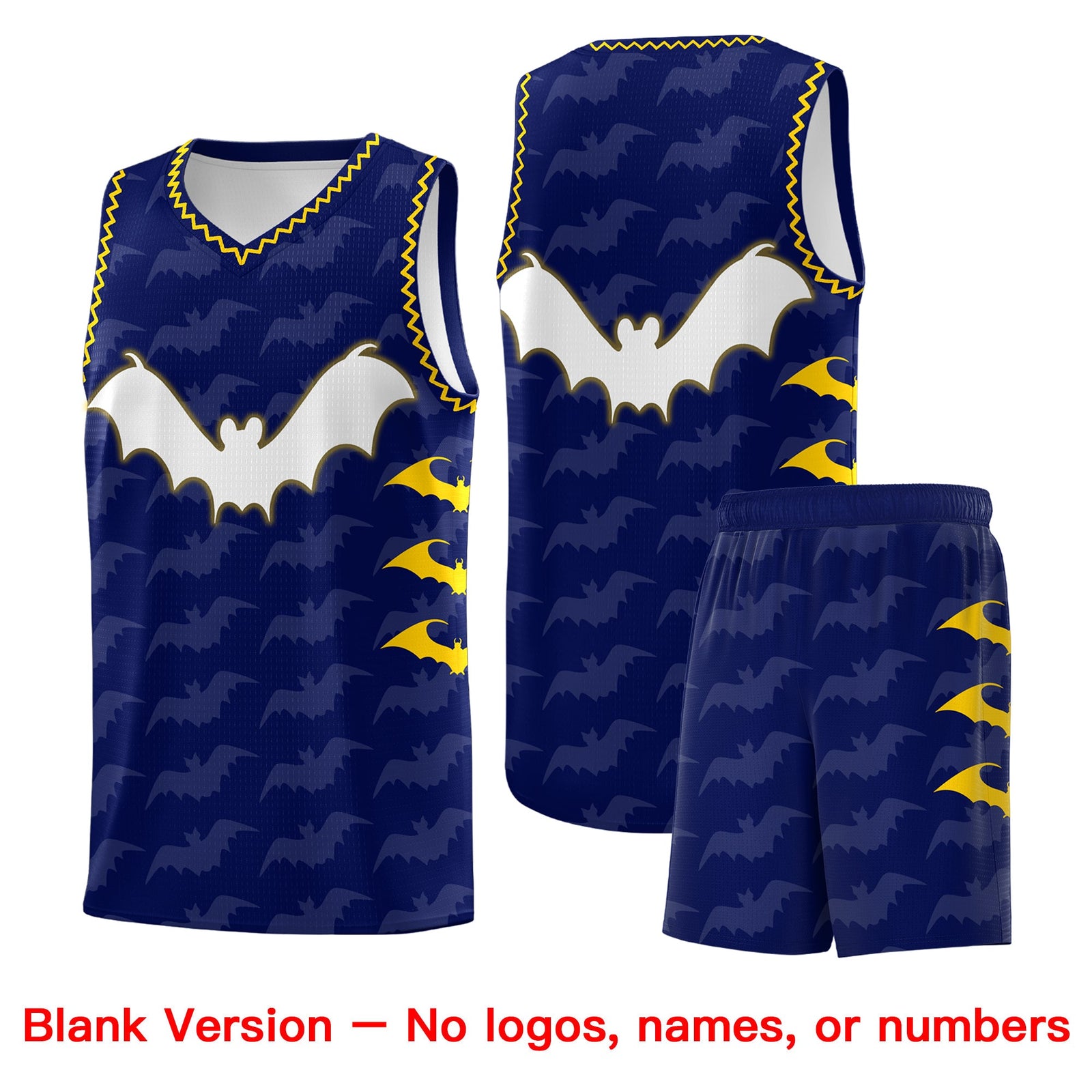 Custom Navy Gold Bat Pattern Halloween Basketball Jersey | For Men,For Kid,For Youth,Sublimation Printed,Perfect for Training,Perfect for Parties,Add Name and Numbern | KXKSHOP