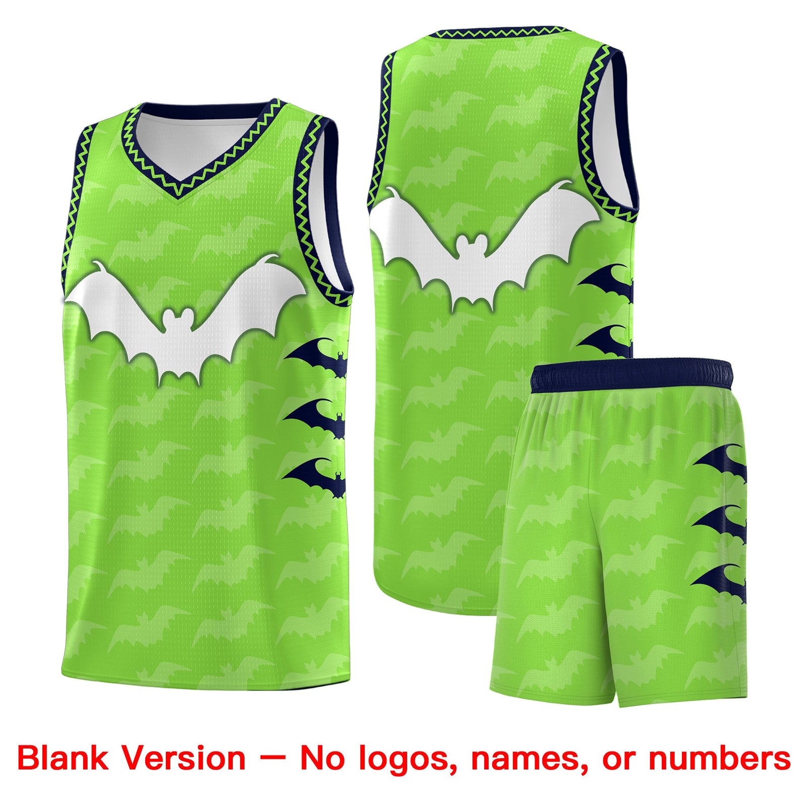 Custom Fluorescent Green Bat Pattern Halloween Basketball Jersey | For Men,For Kid,For Youth,Sublimation Printed,Perfect for Training,Perfect for Parties,Add Name and Numbern | KXKSHOP