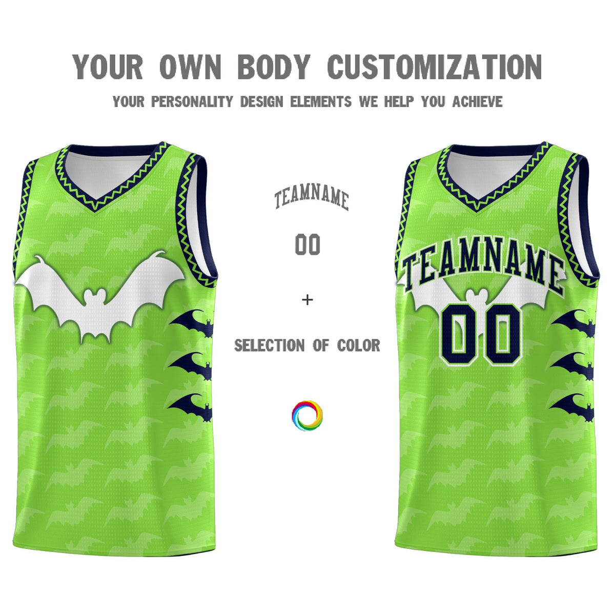 Custom Fluorescent Green Bat Pattern Halloween Basketball Jersey | For Men,For Kid,For Youth,Sublimation Printed,Perfect for Training,Perfect for Parties,Add Name and Numbern | KXKSHOP