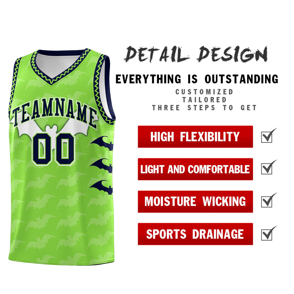 Custom Fluorescent Green Bat Pattern Halloween Basketball Jersey | For Men,For Kid,For Youth,Sublimation Printed,Perfect for Training,Perfect for Parties,Add Name and Numbern | KXKSHOP