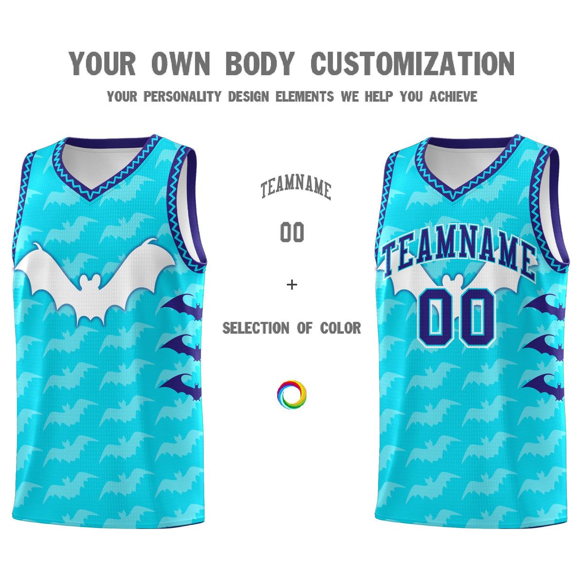Custom Sky Blue Bat Pattern Halloween Basketball Jersey | For Men,For Kid,For Youth,Sublimation Printed,Perfect for Training,Perfect for Parties,Add Name and Numbern | KXKSHOP