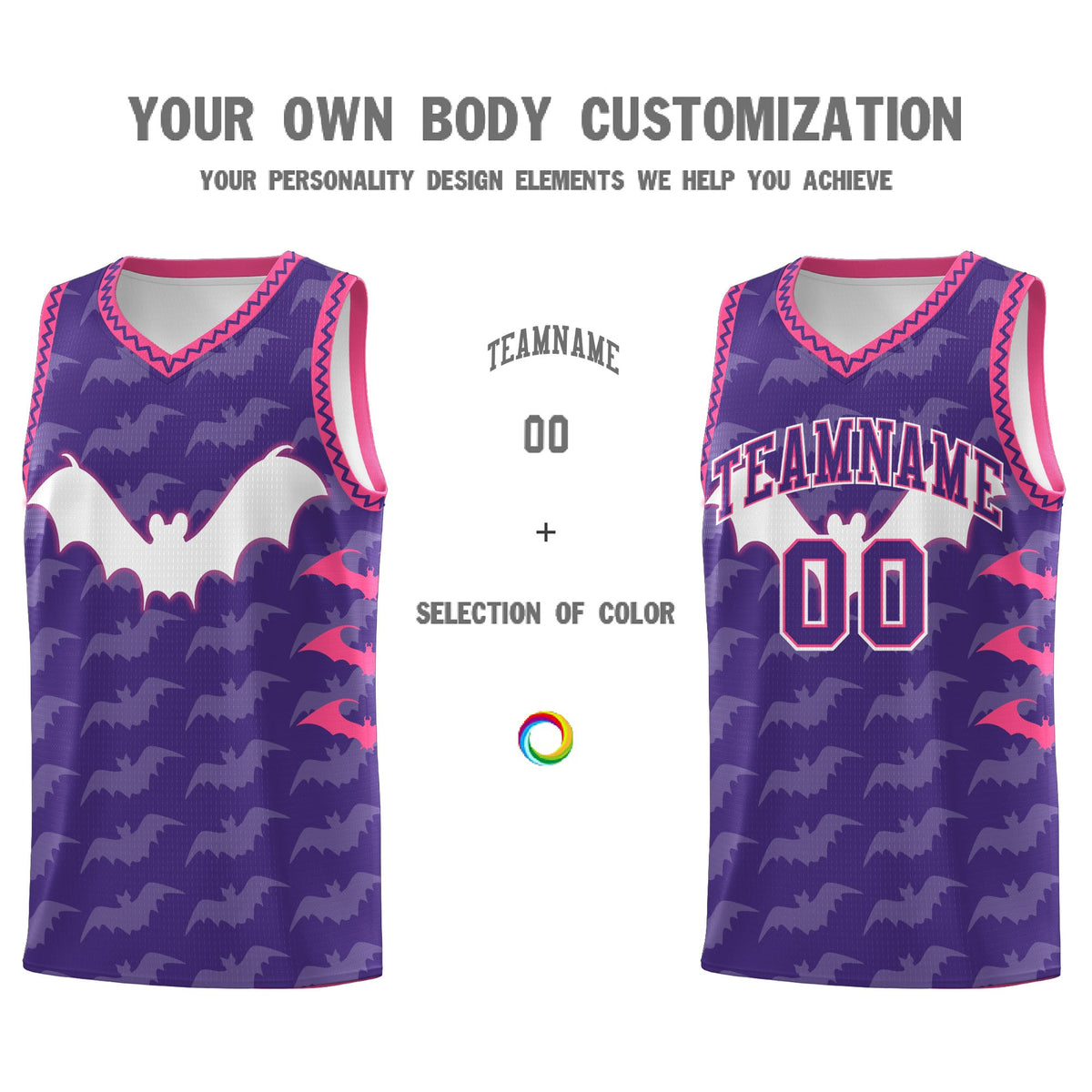 Custom Purple White Pink Bat Pattern Halloween Basketball Jersey | For Men,For Kid,For Youth,Sublimation Printed,Perfect for Training,Perfect for Parties,Add Name and Numbern | KXKSHOP