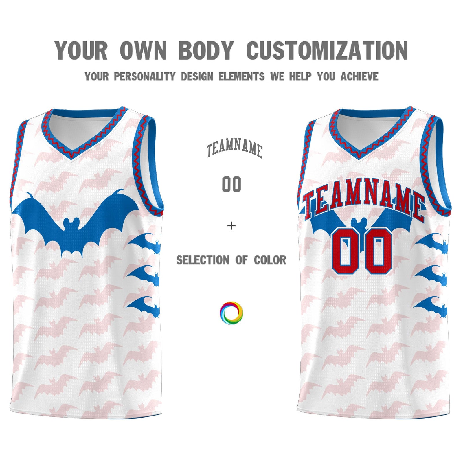 Custom White Red Royal Bat Pattern Halloween Basketball Jersey | For Men,For Kid,For Youth,Sublimation Printed,Perfect for Training,Perfect for Parties,Add Name and Numbern | KXKSHOP