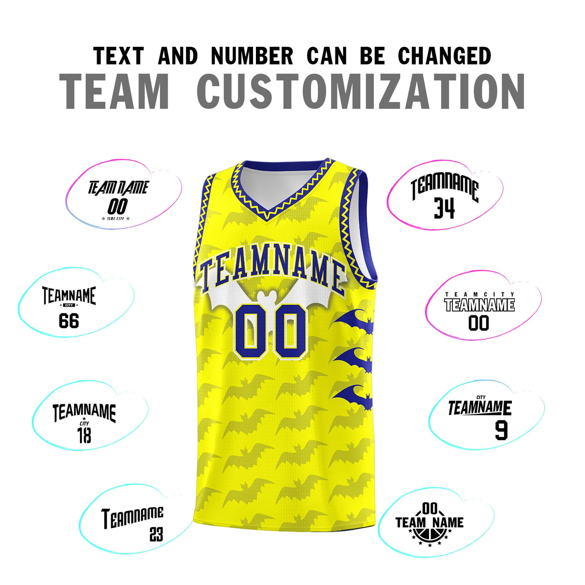 Custom Fluorescent Yellow Bat Pattern Halloween Basketball Jersey | For Men,For Kid,For Youth,Sublimation Printed,Perfect for Training,Perfect for Parties,Add Name and Numbern | KXKSHOP