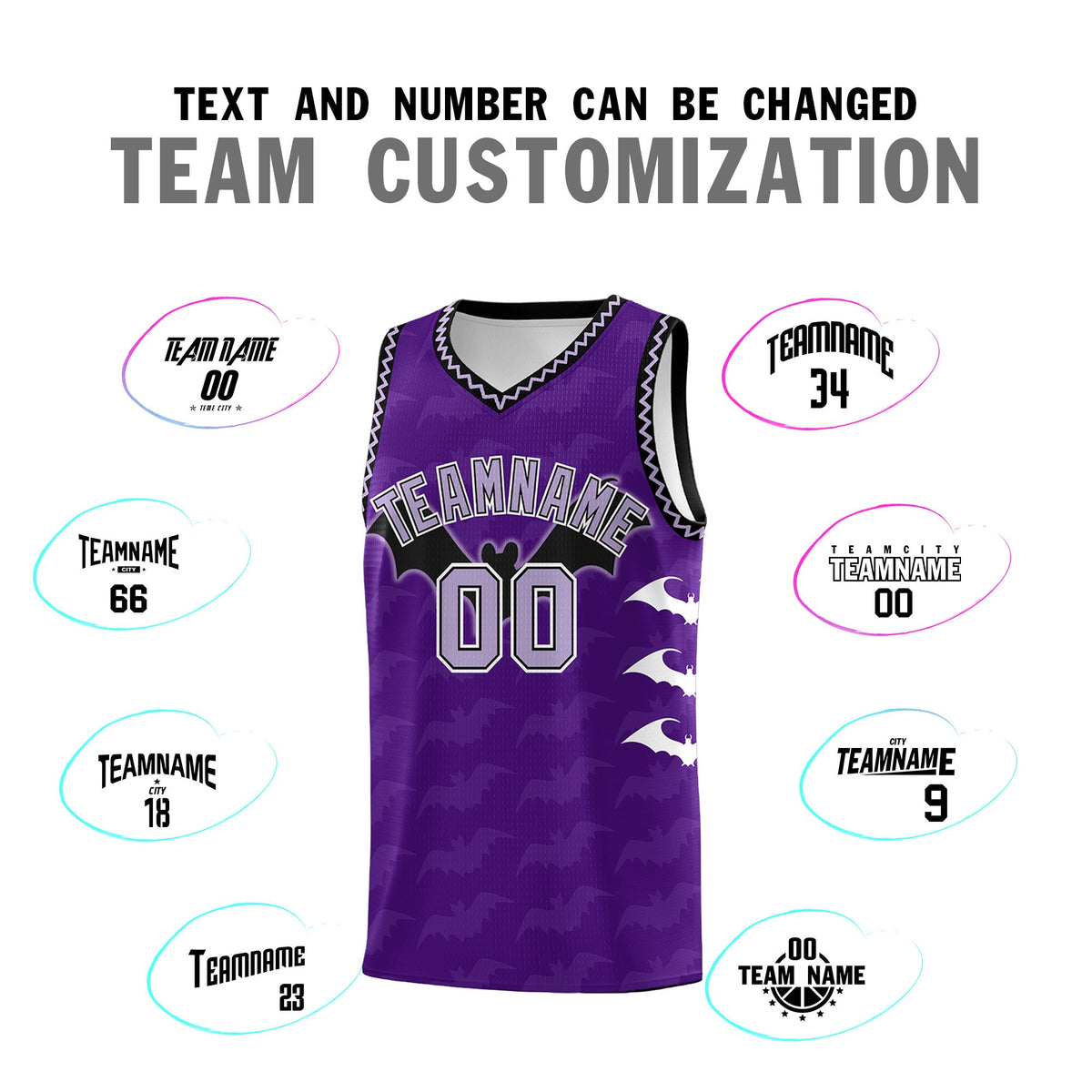 Custom Purple Light Purple Bat Pattern Halloween Basketball Jersey | For Men,For Kid,For Youth,Sublimation Printed,Perfect for Training,Perfect for Parties,Add Name and Numbern | KXKSHOP
