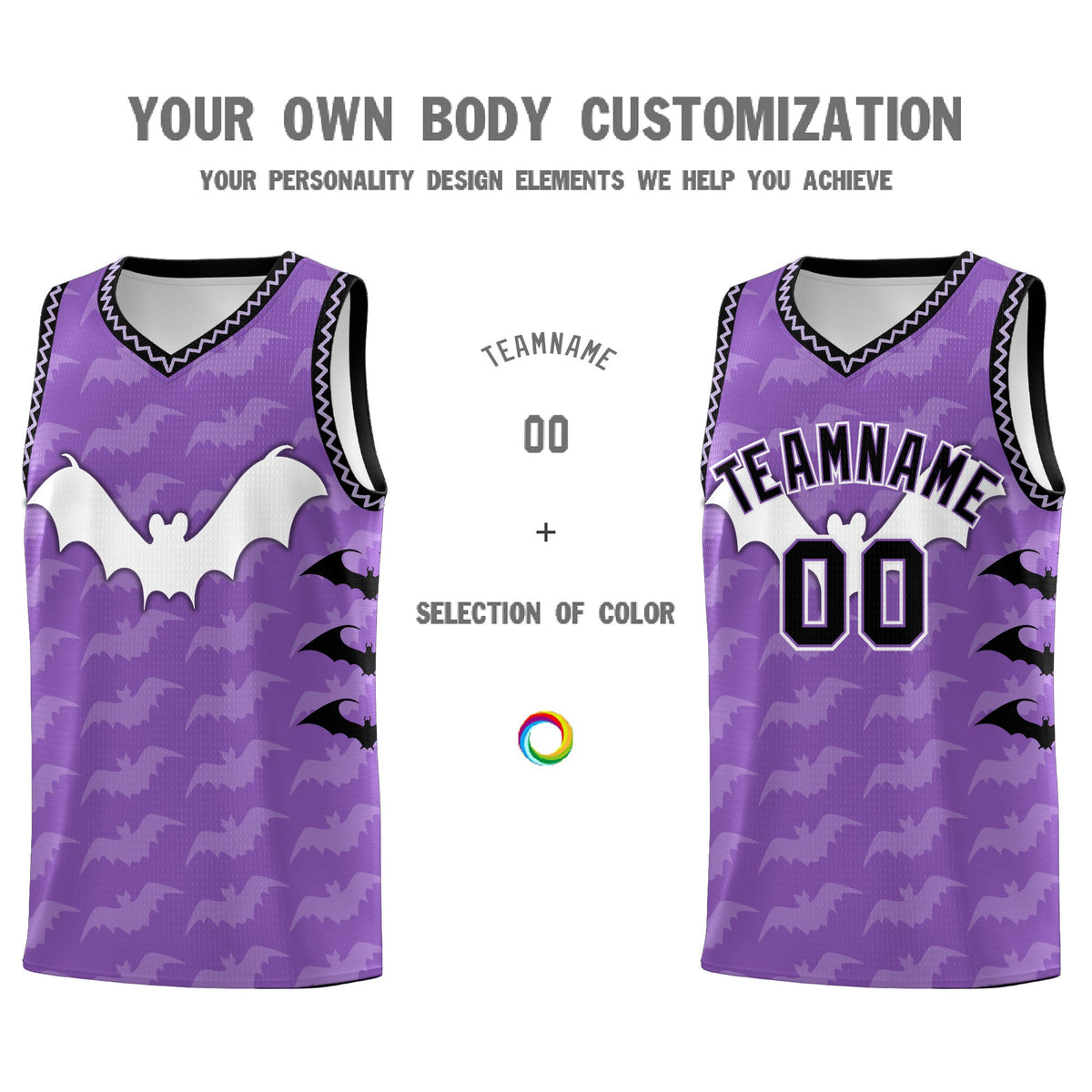 Custom Light Purple Bat Pattern Halloween Basketball Jersey | For Men,For Kid,For Youth,Sublimation Printed,Perfect for Training,Perfect for Parties,Add Name and Numbern | KXKSHOP