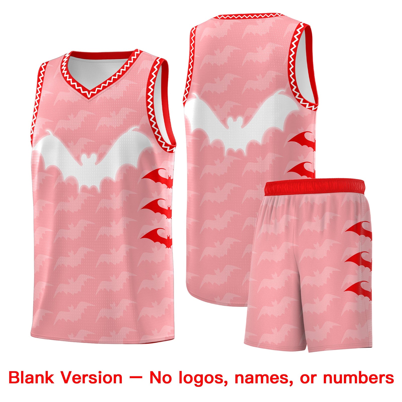 Custom Light Pink White Bat Pattern Halloween Basketball Jersey | For Men,For Kid,For Youth,Sublimation Printed,Perfect for Training,Perfect for Parties,Add Name and Numbern | KXKSHOP