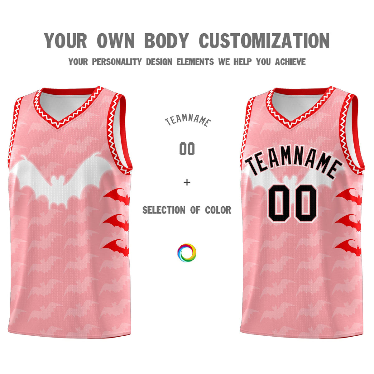 Custom Light Pink White Bat Pattern Halloween Basketball Jersey | For Men,For Kid,For Youth,Sublimation Printed,Perfect for Training,Perfect for Parties,Add Name and Numbern | KXKSHOP