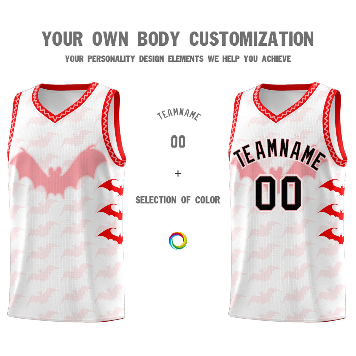 Custom White Light Pink Bat Pattern Halloween Basketball Jersey | For Men,For Kid,For Youth,Sublimation Printed,Perfect for Training,Perfect for Parties,Add Name and Numbern | KXKSHOP