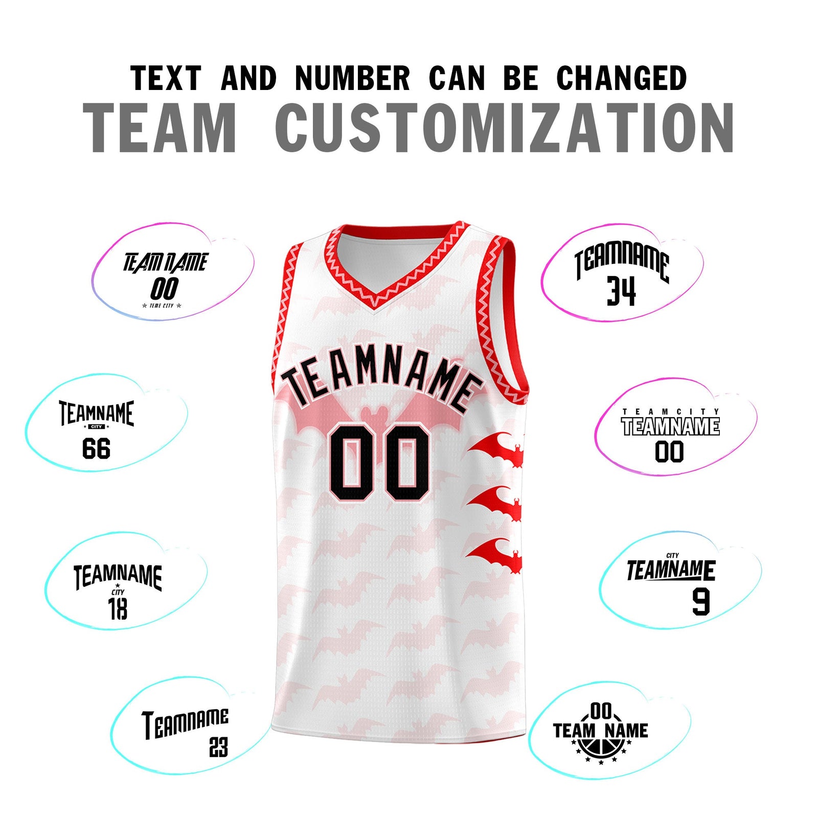 Custom White Light Pink Bat Pattern Halloween Basketball Jersey | For Men,For Kid,For Youth,Sublimation Printed,Perfect for Training,Perfect for Parties,Add Name and Numbern | KXKSHOP