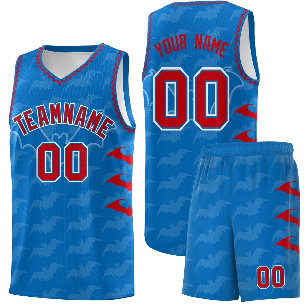 Custom Royal Red Bat Pattern Halloween Basketball Jersey | For Men,For Kid,For Youth,Sublimation Printed,Perfect for Training,Perfect for Parties,Add Name and Numbern | KXKSHOP